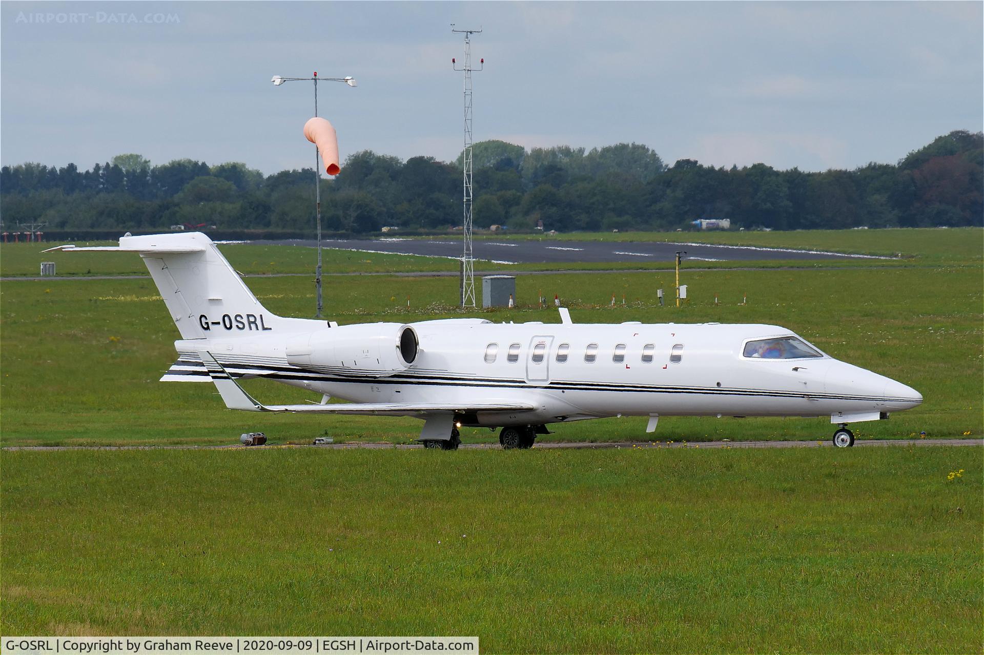 G-OSRL, 2009 Learjet 45 C/N 45-391, Departing from Norwich.