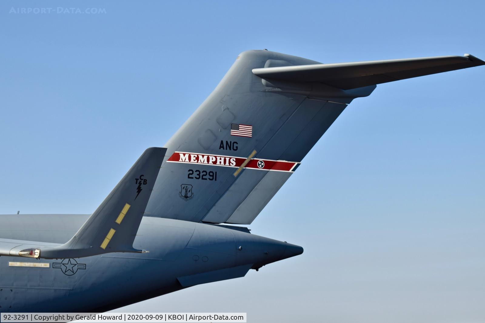 92-3291, 1992 McDonnell Douglas C-17A Globemaster III C/N P-11, 164th AW, Memphis, TN.
