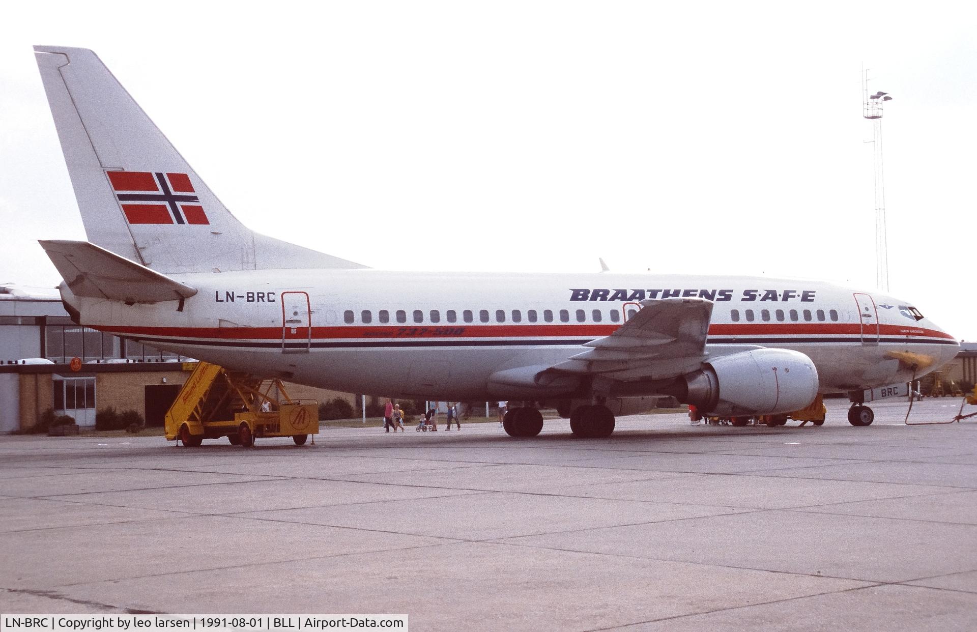 LN-BRC, 1990 Boeing 737-505 C/N 24650, Billund 1.8.1991