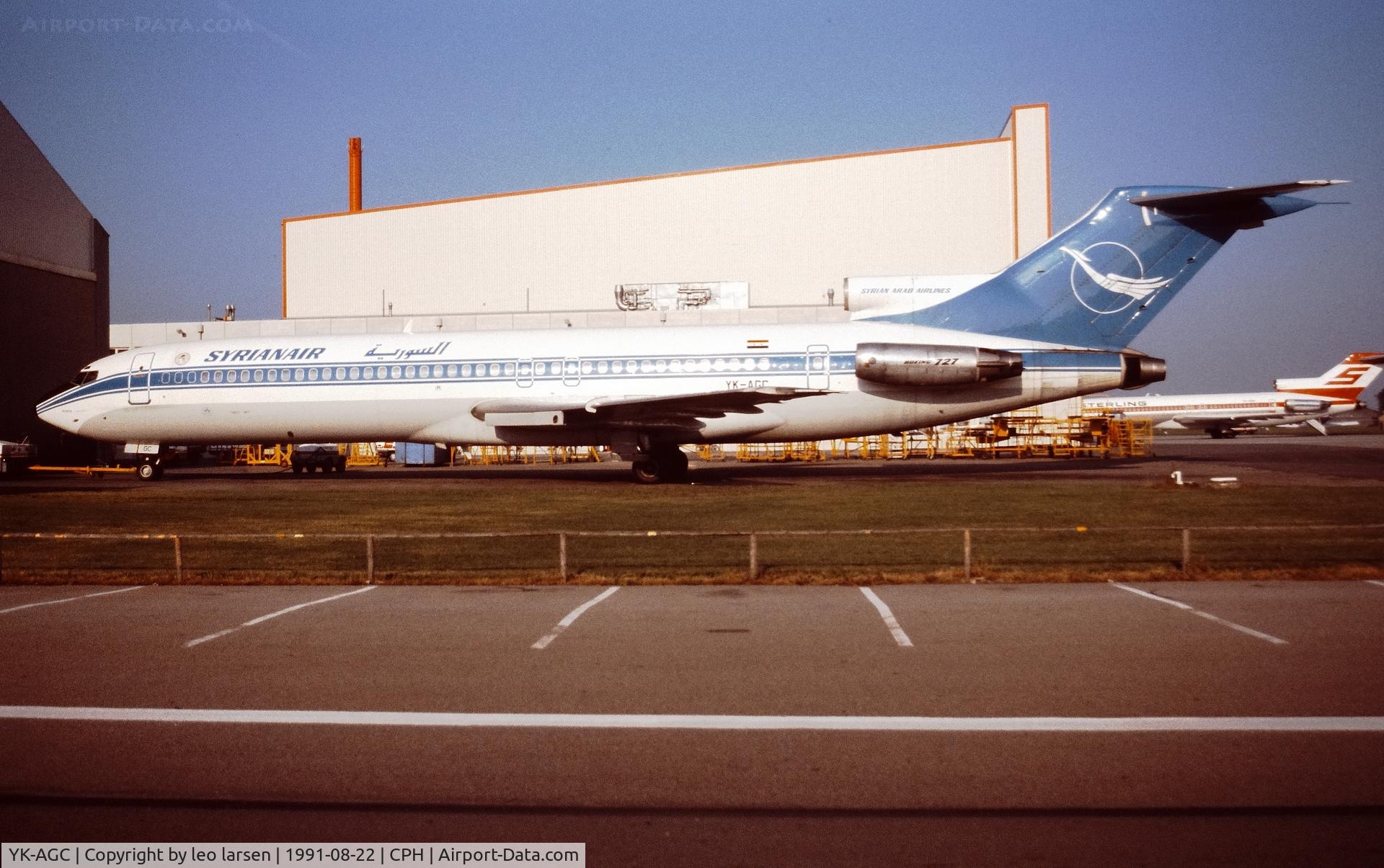 YK-AGC, 1976 Boeing 727-294 C/N 21205/1198, Copenhagen 22.8.1991