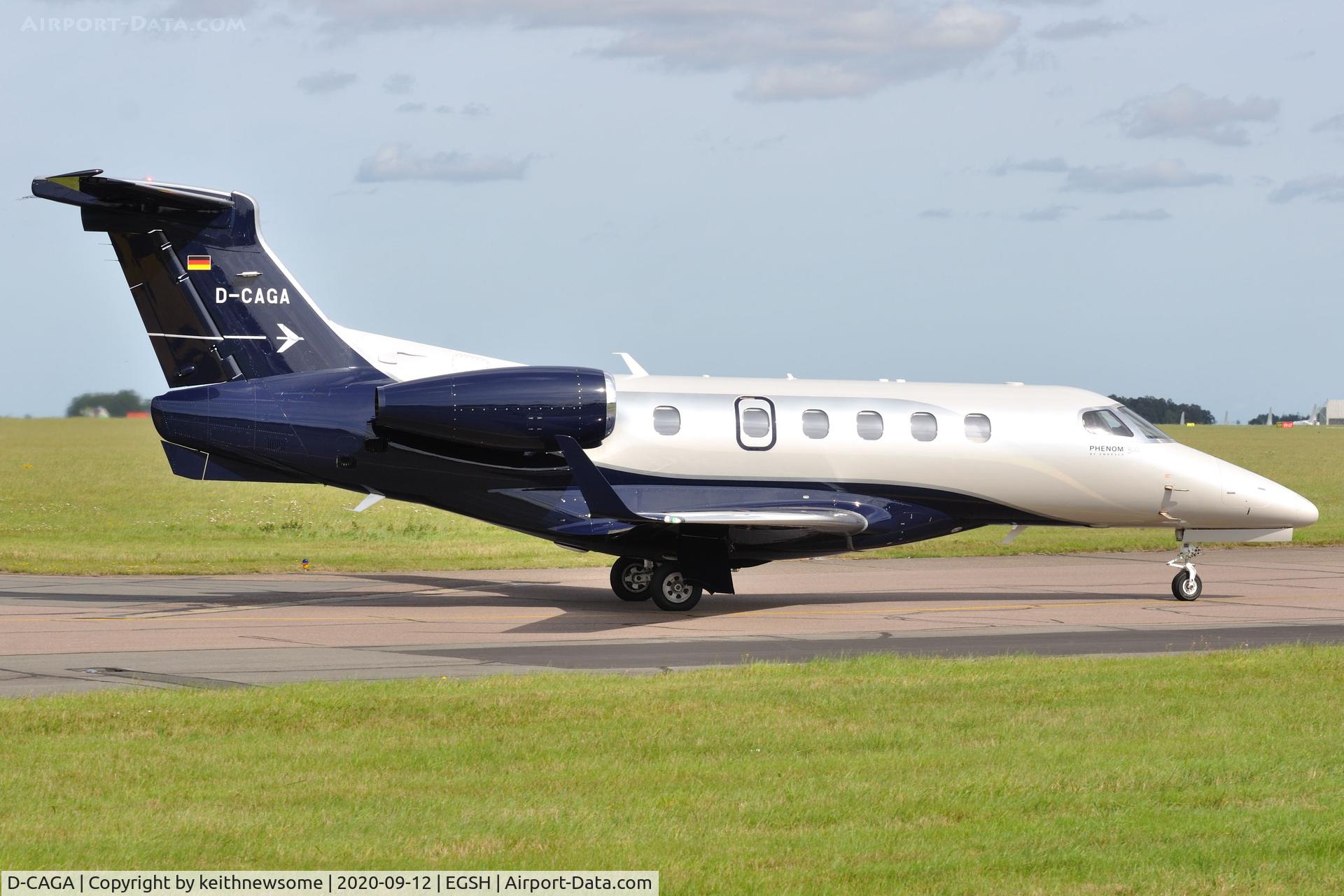 D-CAGA, 2017 Embraer EMB-505 Phenom 300 C/N 50500376, Leaving Norwich for Leeds / Bradford.