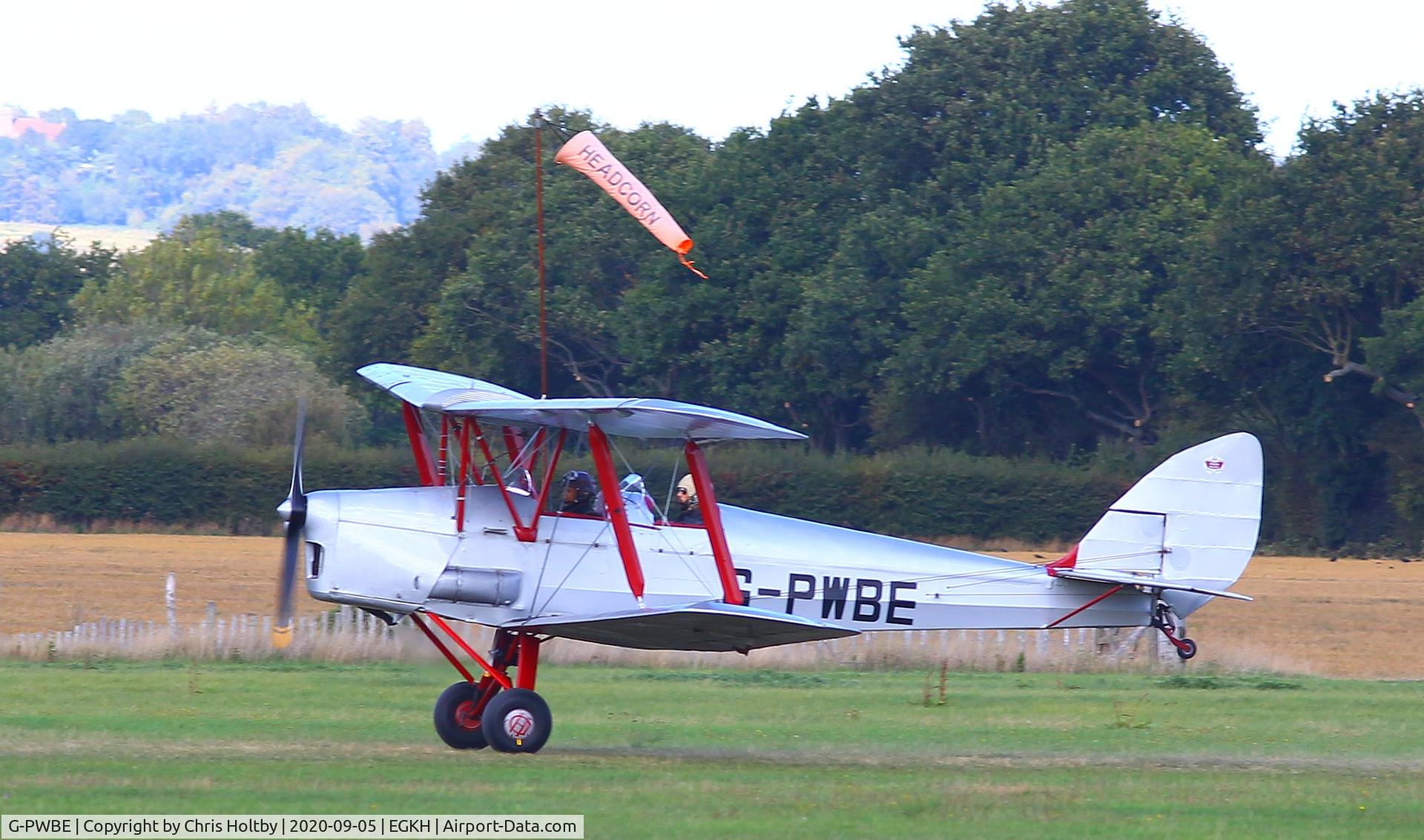 G-PWBE, 1959 De Havilland DH-82A Replica Tiger Moth II C/N LES 1, Taking off at Headcorn, Kent