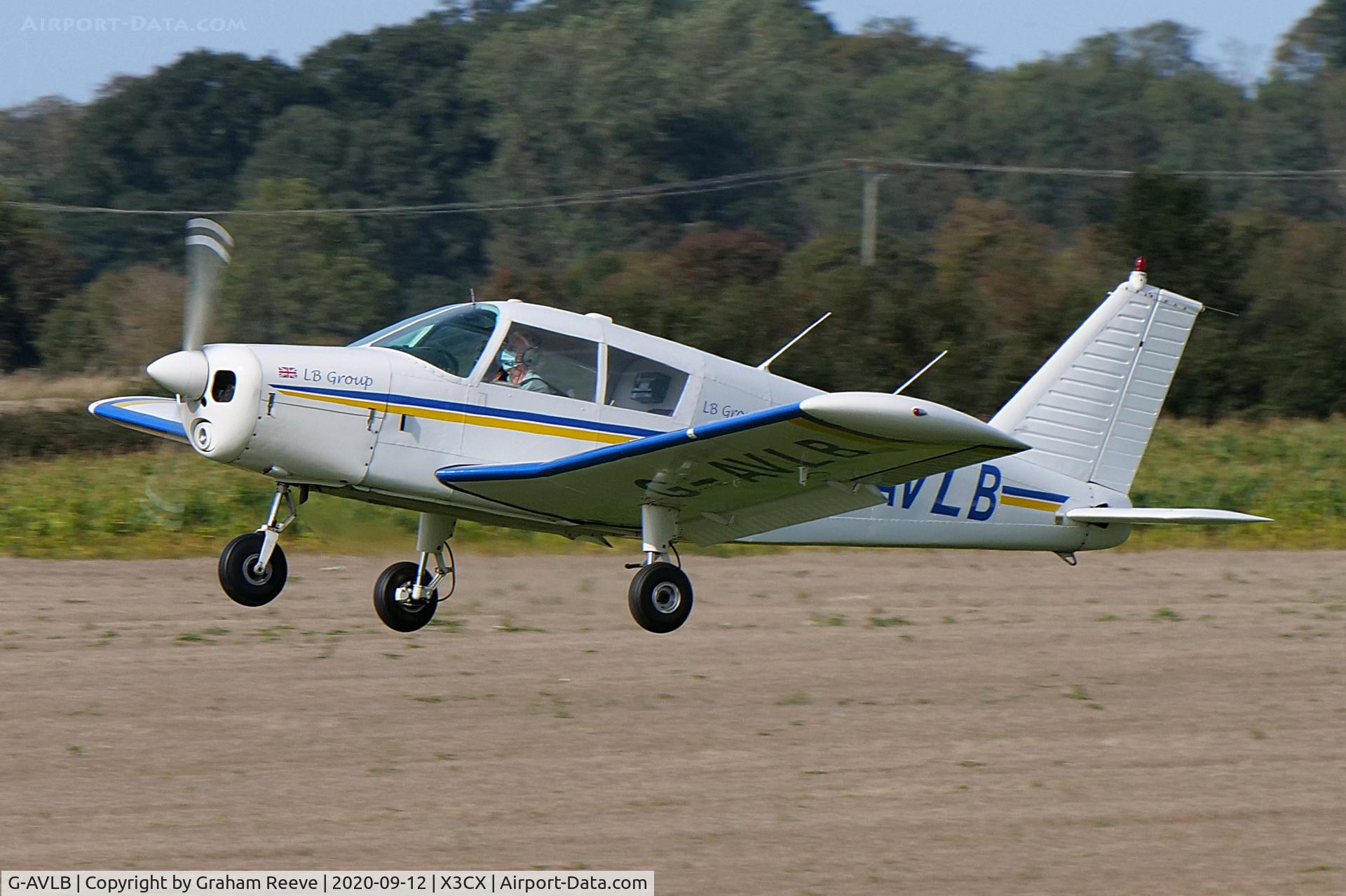 G-AVLB, 1967 Piper PA-28-140 Cherokee C/N 28-23158, Departing from Northrepps.