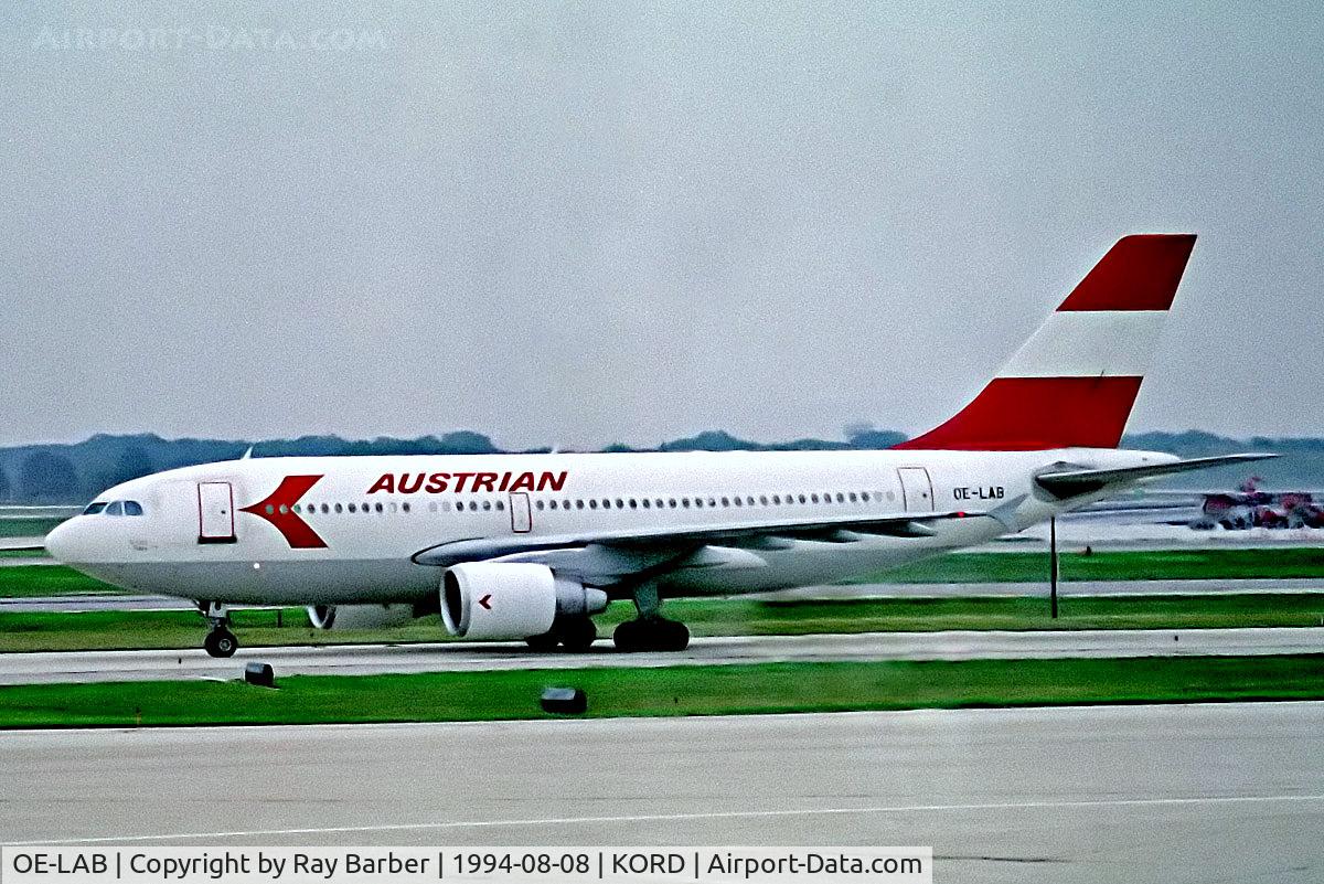 OE-LAB, 1989 Airbus A310-324 C/N 492, OE-LAB   Airbus A310-324/ET [492] (Austrian Airlines) Chicago-O'Hare Int'l~N 08/08/1994