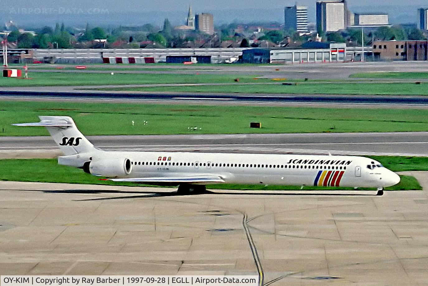 OY-KIM, 1996 McDonnell Douglas MD-90-30 C/N 53460, OY-KIM   McDonnell Douglas MD-90-30 [53460] (SAS Scandinavian Airlines) Heathrow~G 28/09/1997