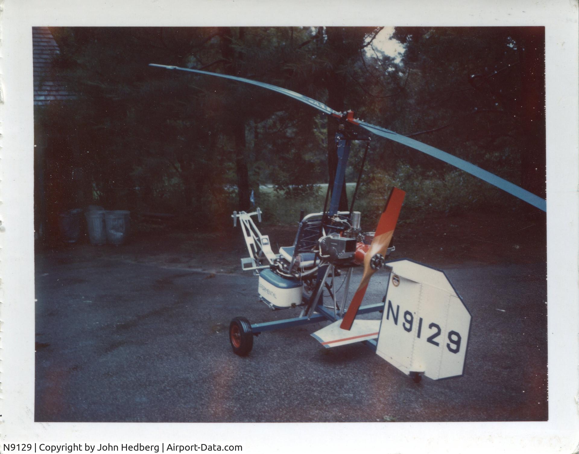 N9129, Bensen B-8M Gyrocopter C/N 209, Built first as a towed glider in 1966 and added power by 1968. Sold in 1969 and lost track of aircraft.