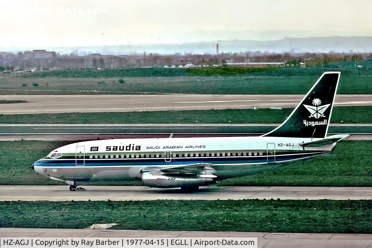 HZ-AGJ, 1976 Boeing 737-268 C/N 21277, HZ-AGJ   Boeing 737-268 [21277] (Saudia-Saudi Arabian Airlines) Heathrow 15/04/1977