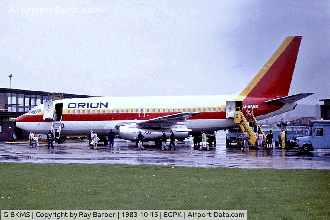 G-BKMS, 1981 Boeing 737-2Q8 C/N 22453, G-BKMS   Boeing 737-2Q8 [22453] (Orion Airways) Glasgow-Prestwick~G 15/10/1983