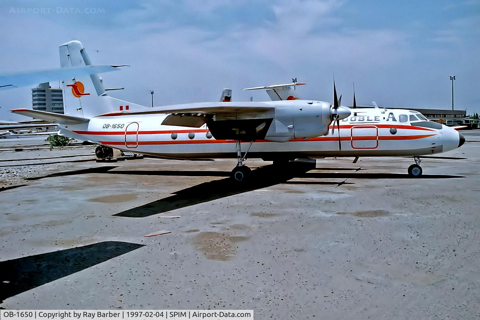 OB-1650, Antonov An-24RV C/N 37308802, OB-1650   Antonov An-24RV [37308802] (T doble A) Lima-Jorge Chavez Int'l~OB 04/02/1997