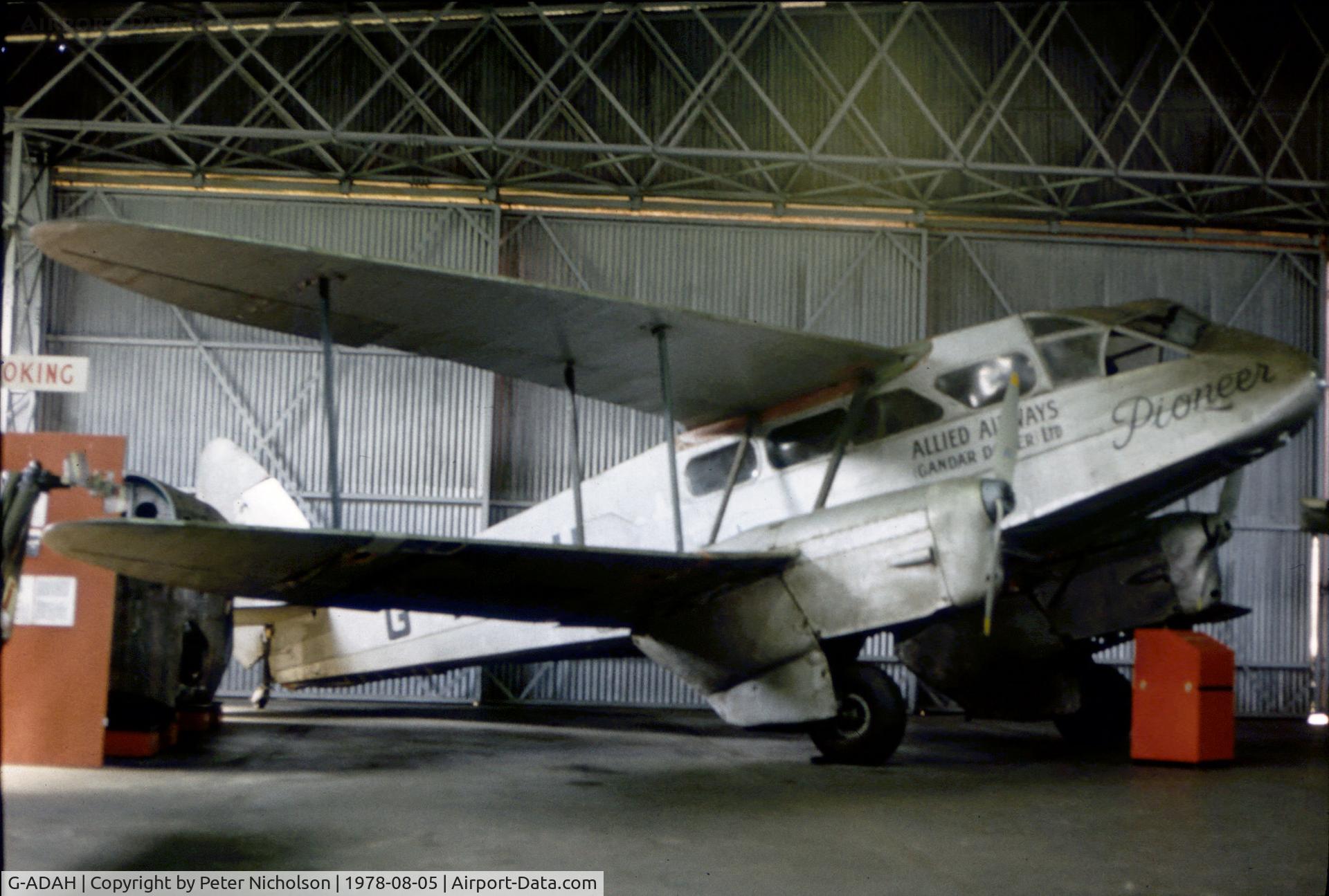 G-ADAH, De Havilland DH-89A Dragon Rapide C/N 6278, This DH.89A Dragon Rapide was on display at the Museum of Flight at East Fortune in the Summer of 1978.
