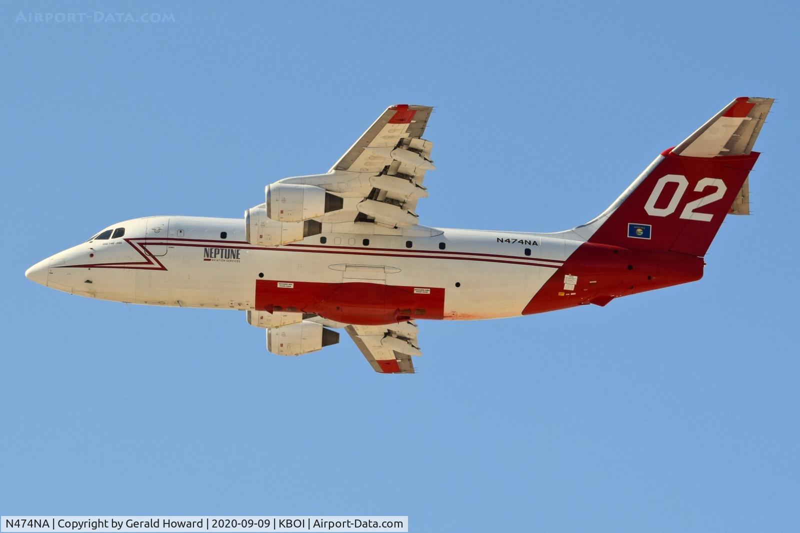 N474NA, British Aerospace BAe.146-200A C/N E2084, Departing BOI.