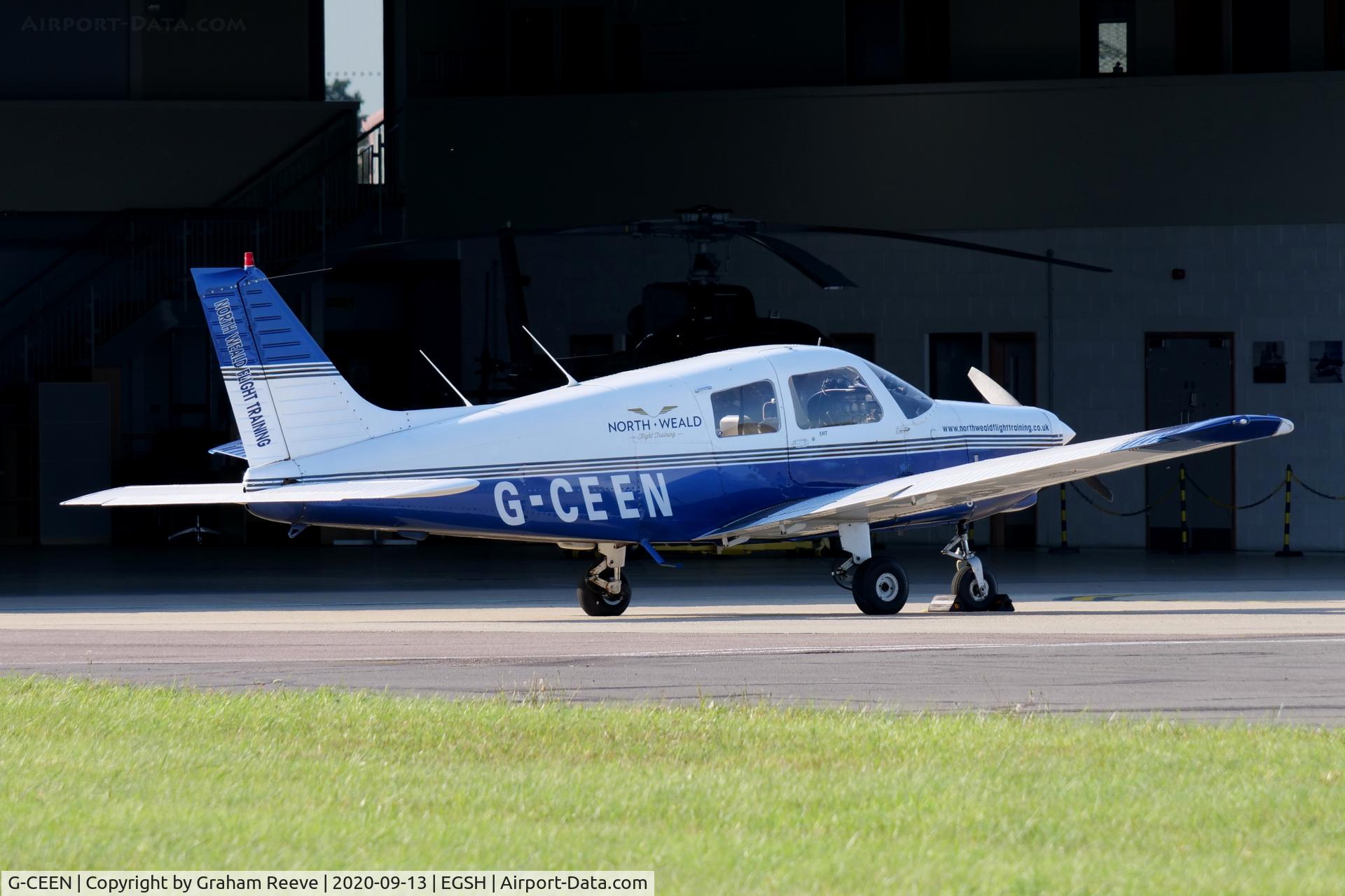 G-CEEN, 1990 Piper PA-28-161 Cadet C/N 2841293, Parked at Norwich.
