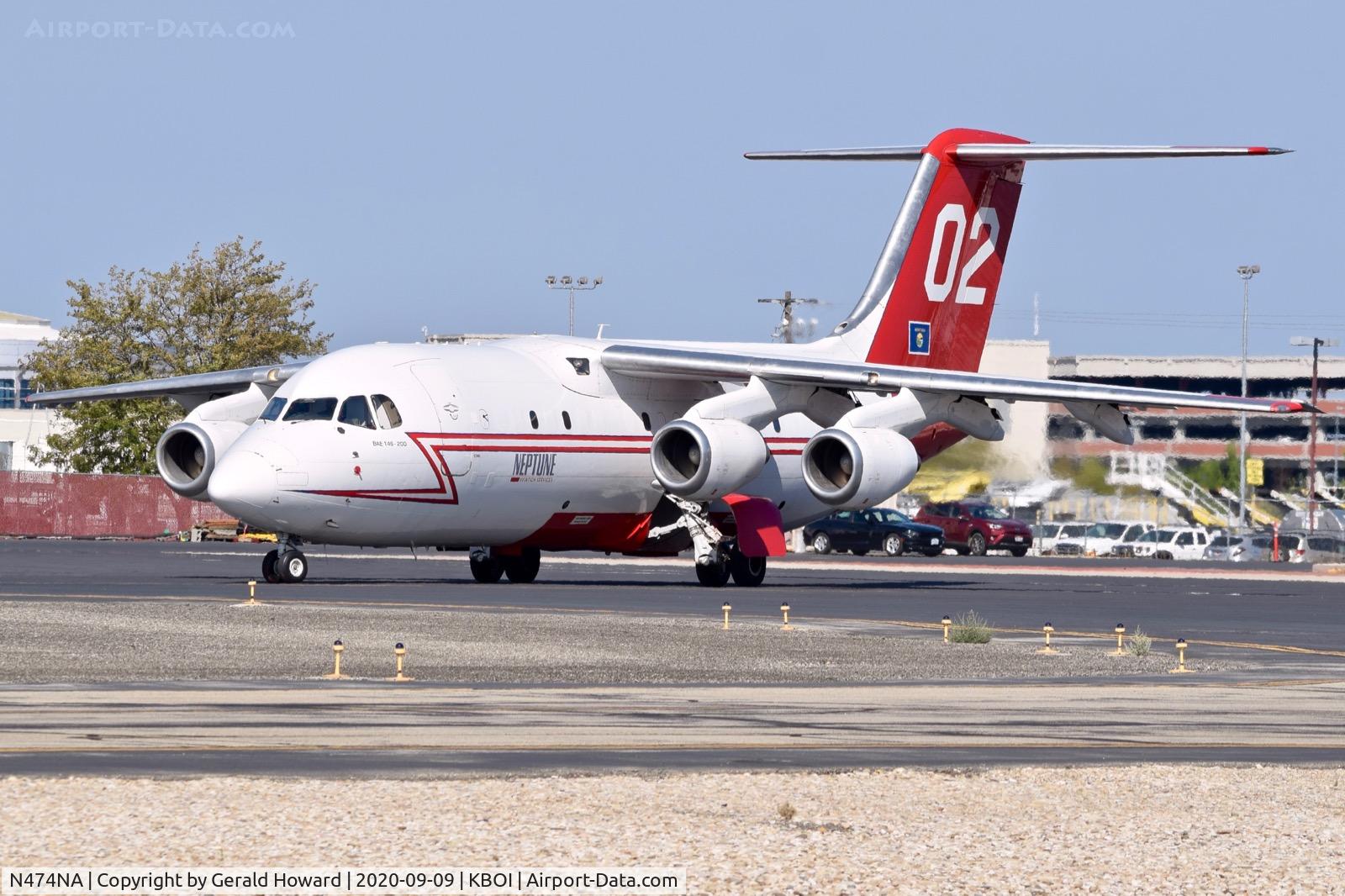 N474NA, British Aerospace BAe.146-200A C/N E2084, Taxiing off NIFC ramp.