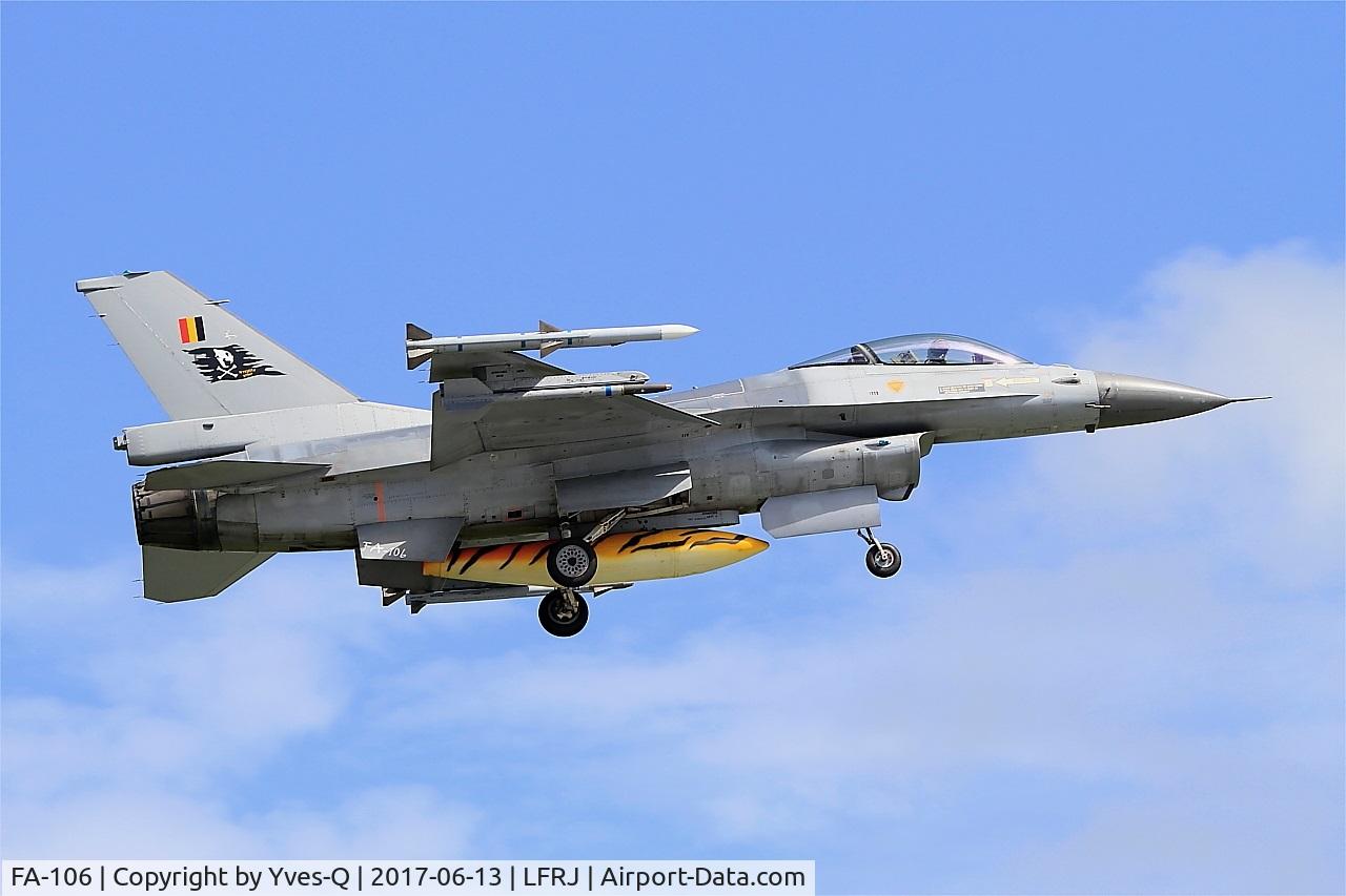 FA-106, SABCA F-16AM Fighting Falcon C/N 6H-106, SABCA F-16AM Fighting Falcon, Short approach rwy 08, Landivisiau Naval Air Base (LFRJ) Tiger Meet 2017