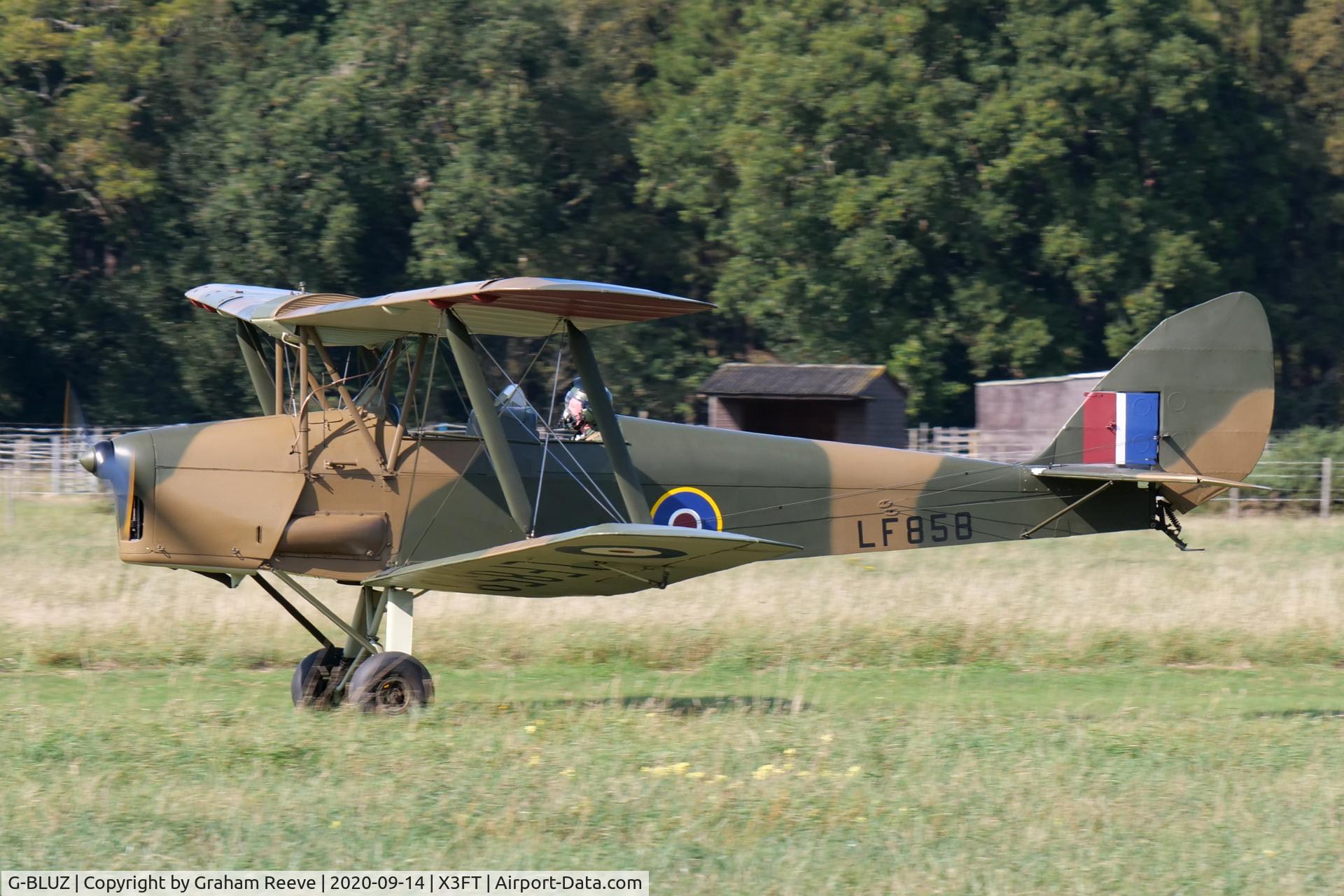 G-BLUZ, 1944 De Havilland DH.82B Queen Bee C/N 1435, Departing from Felthorpe.