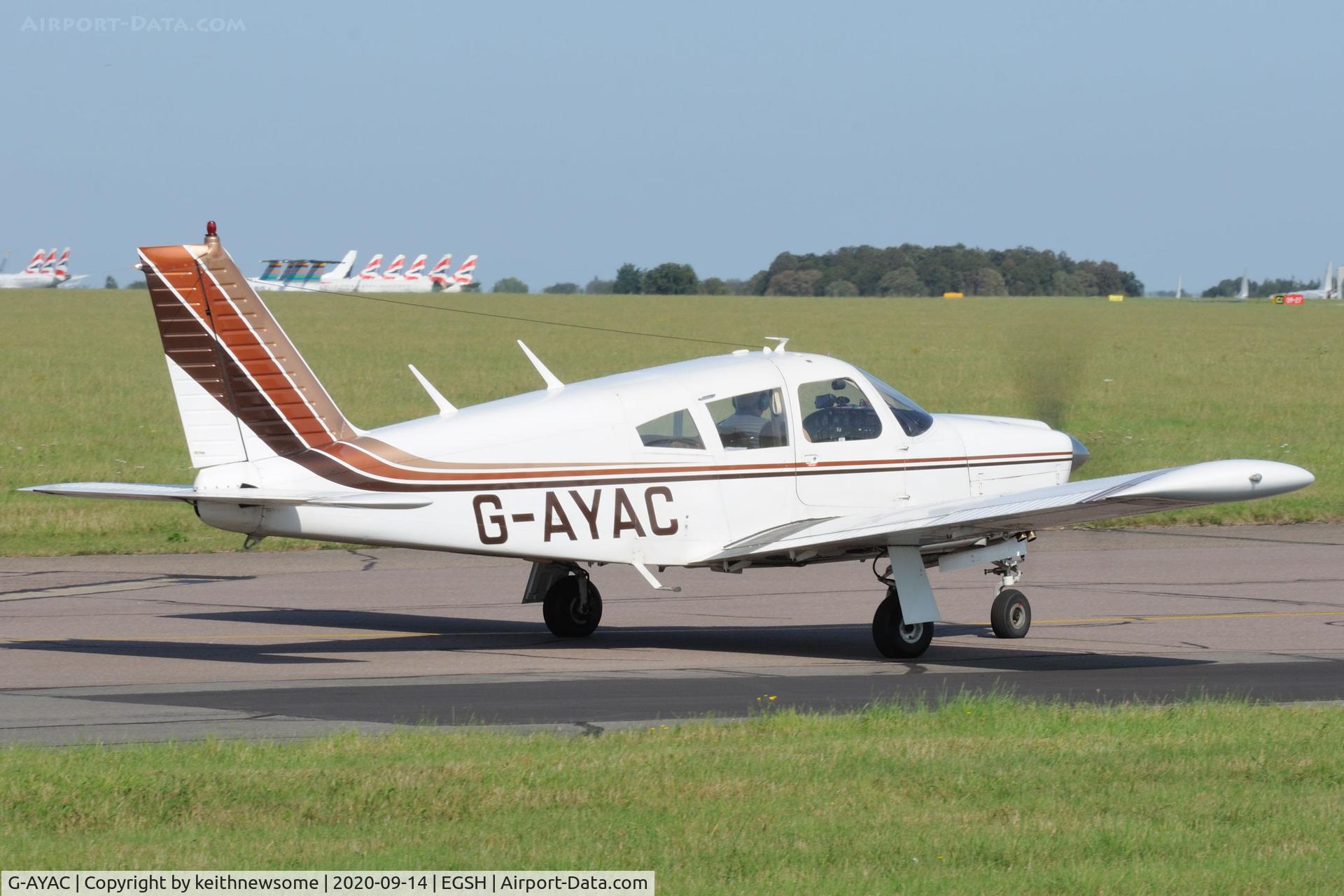 G-AYAC, 1969 Piper PA-28R-200 Cherokee Arrow C/N 28R-35606, Leaving Norwich.