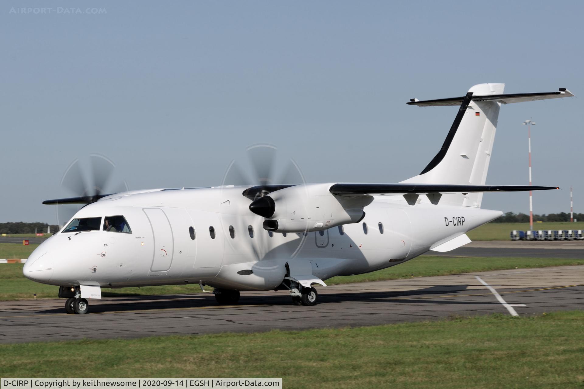 D-CIRP, 1993 Dornier 328-100 C/N 3006, Leaving Norwich following stunning paintwork !