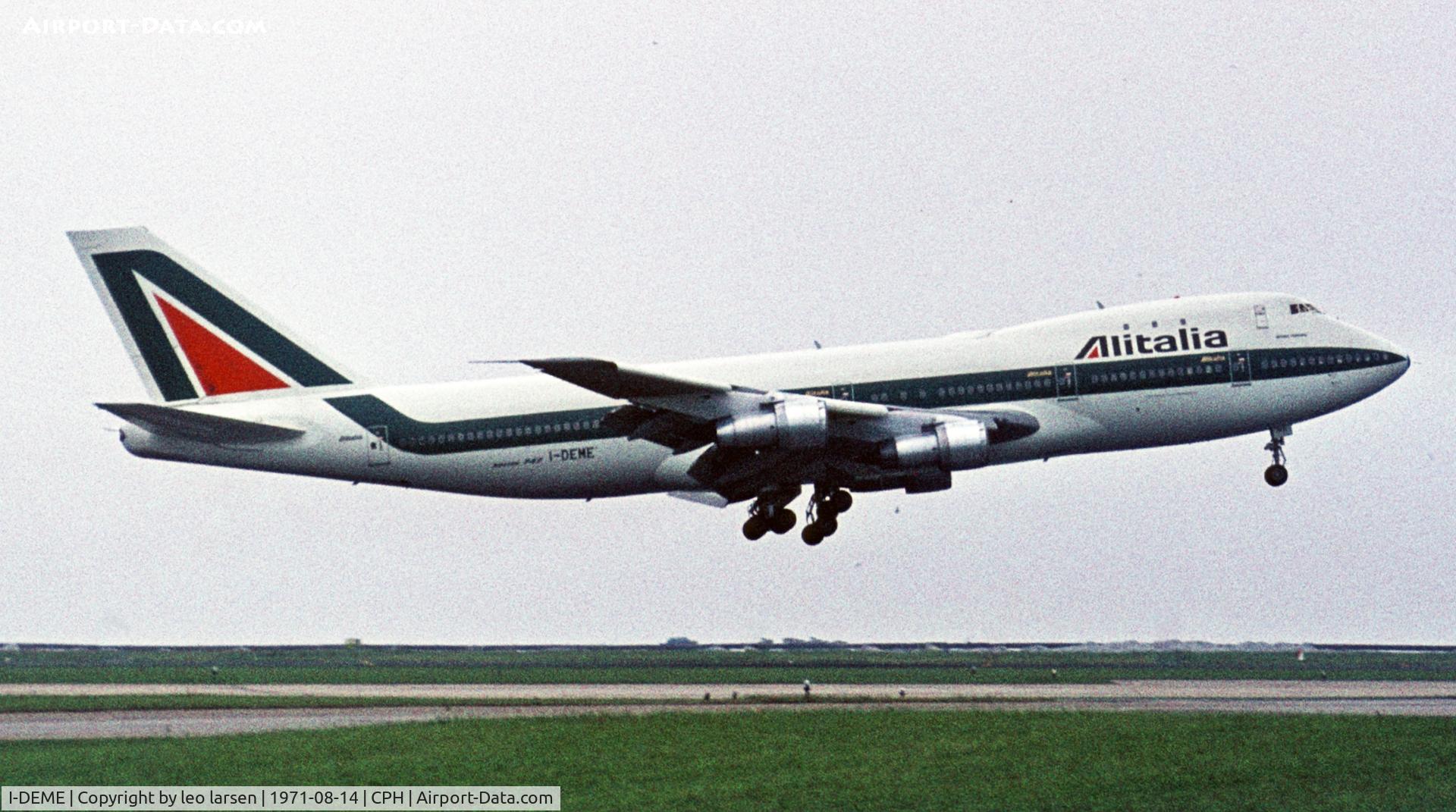 I-DEME, 1970 Boeing 747-143 C/N 19730, Copenhagen 14.8.1971