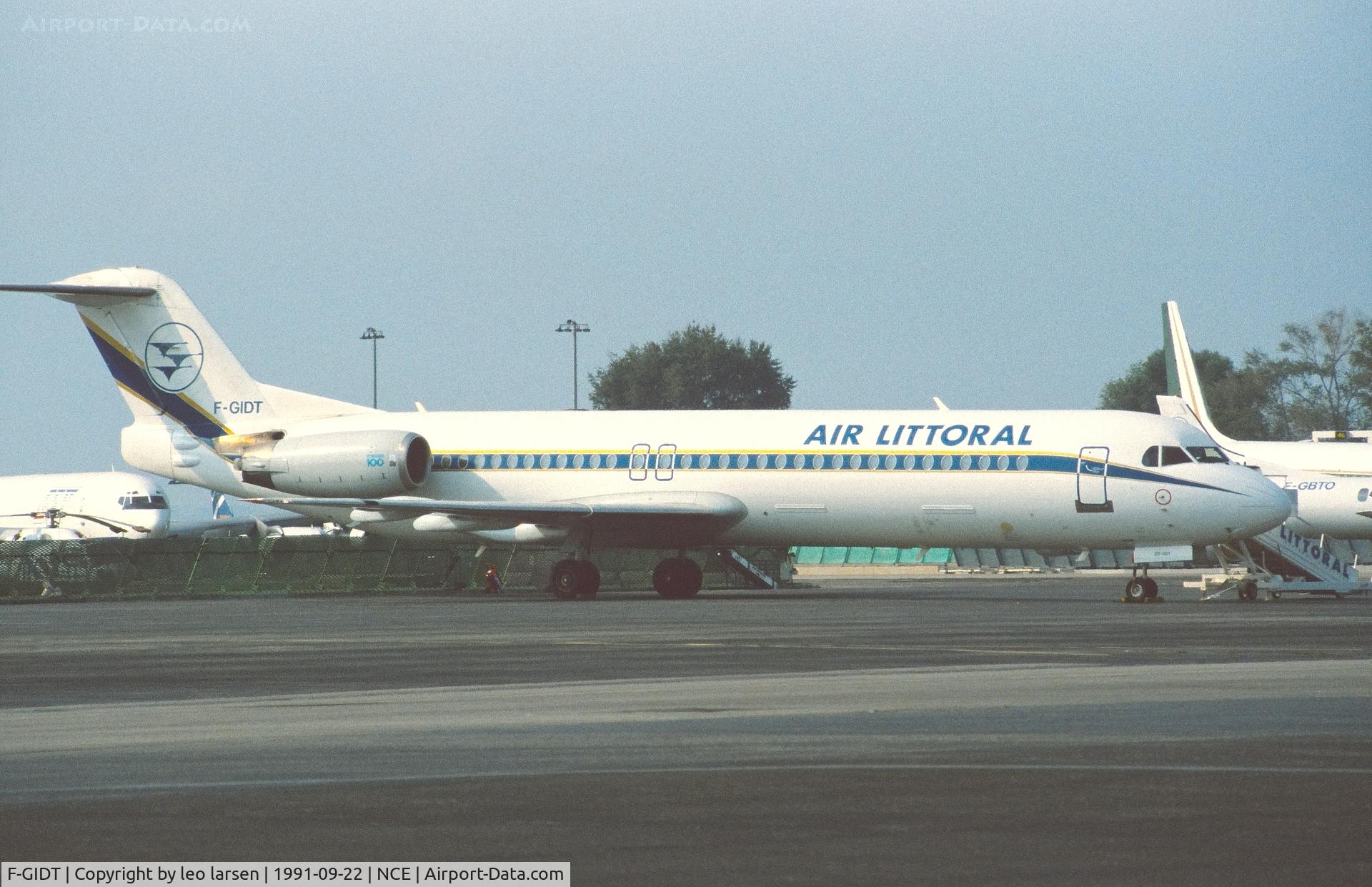 F-GIDT, 1989 Fokker 100 (F-28-0100) C/N 11268, Nice 22.9.1991