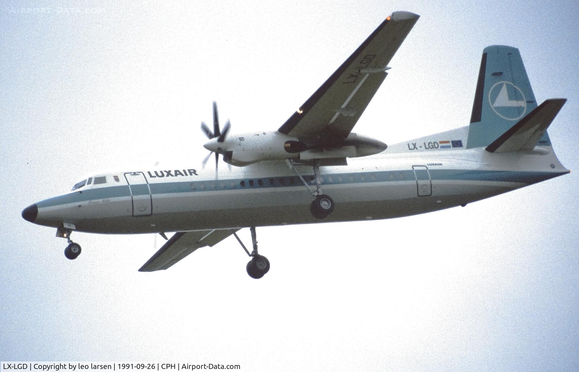 LX-LGD, 1989 Fokker 50 C/N 20171, Copenhagen 26.9.1991