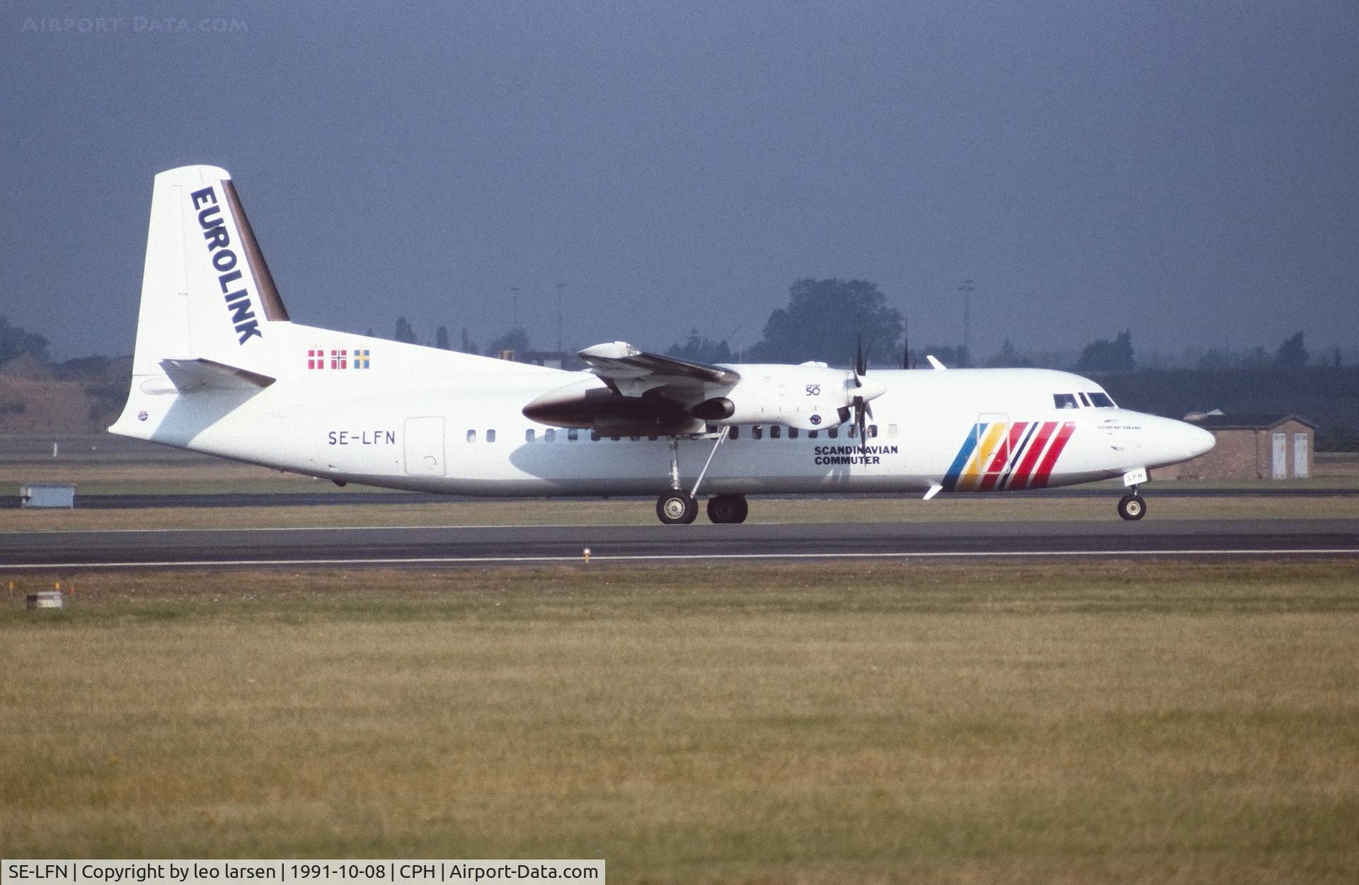 SE-LFN, 1990 Fokker 50 C/N 20193, Copenhagen 8.10.1991