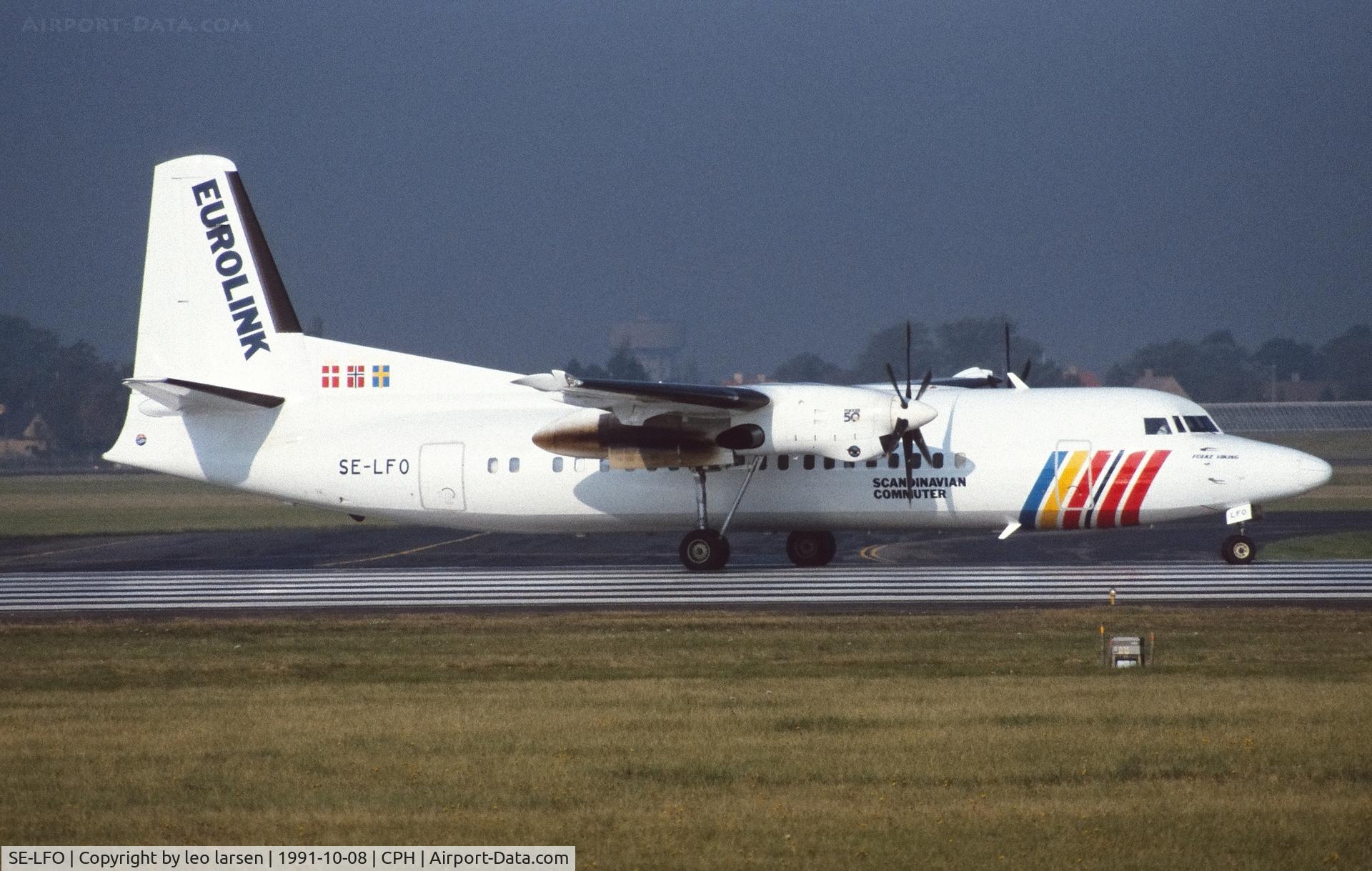 SE-LFO, 1990 Fokker 50 C/N 20198, Copenhagen 8.10.1991