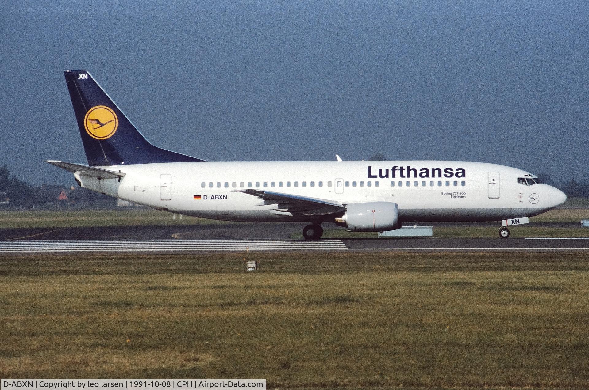 D-ABXN, 1987 Boeing 737-330 C/N 23872, Copenhagen 8.10.1991