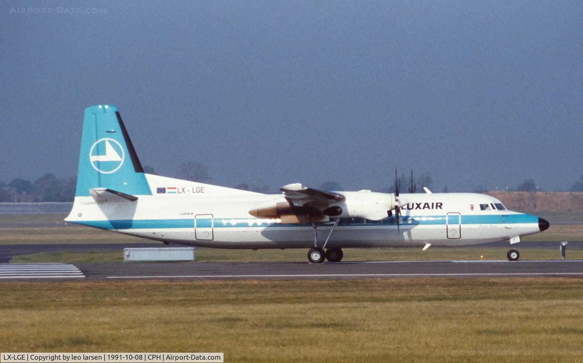 LX-LGE, 1990 Fokker 50 C/N 20180, Copenhagen 8.10.1991