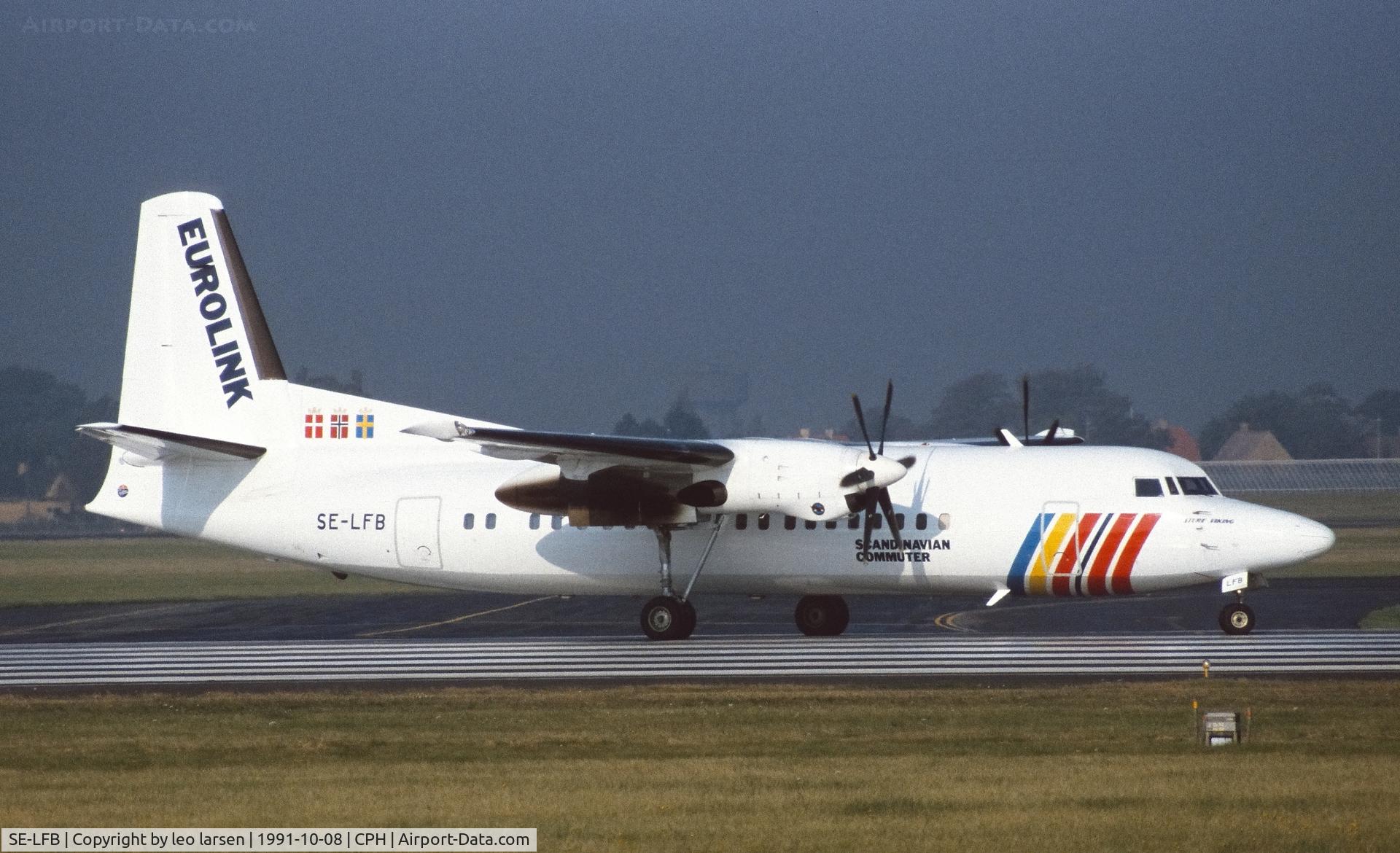 SE-LFB, 1989 Fokker 50 C/N 20169, Copenhagen 8.10.1991