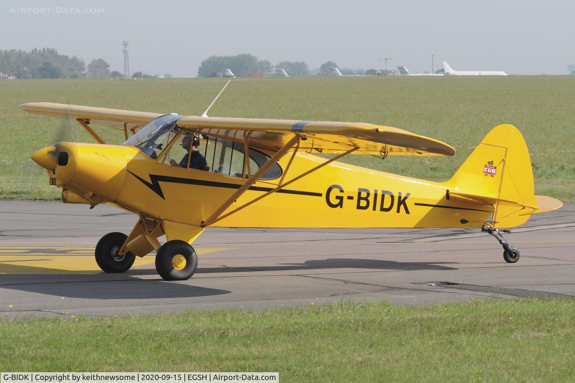 G-BIDK, 1958 Piper PA-18-150 Super Cub C/N 18-6591, Arriving at Norwich.