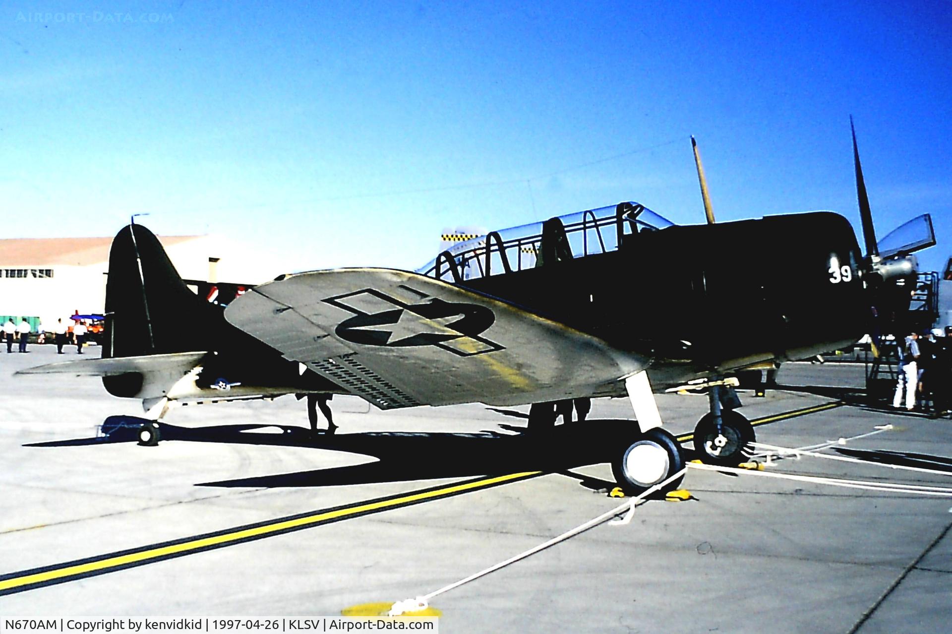 N670AM, 1993 Douglas SBD-5 Dauntless C/N 28536, At the 1997 Golden Air Tattoo, Nellis.