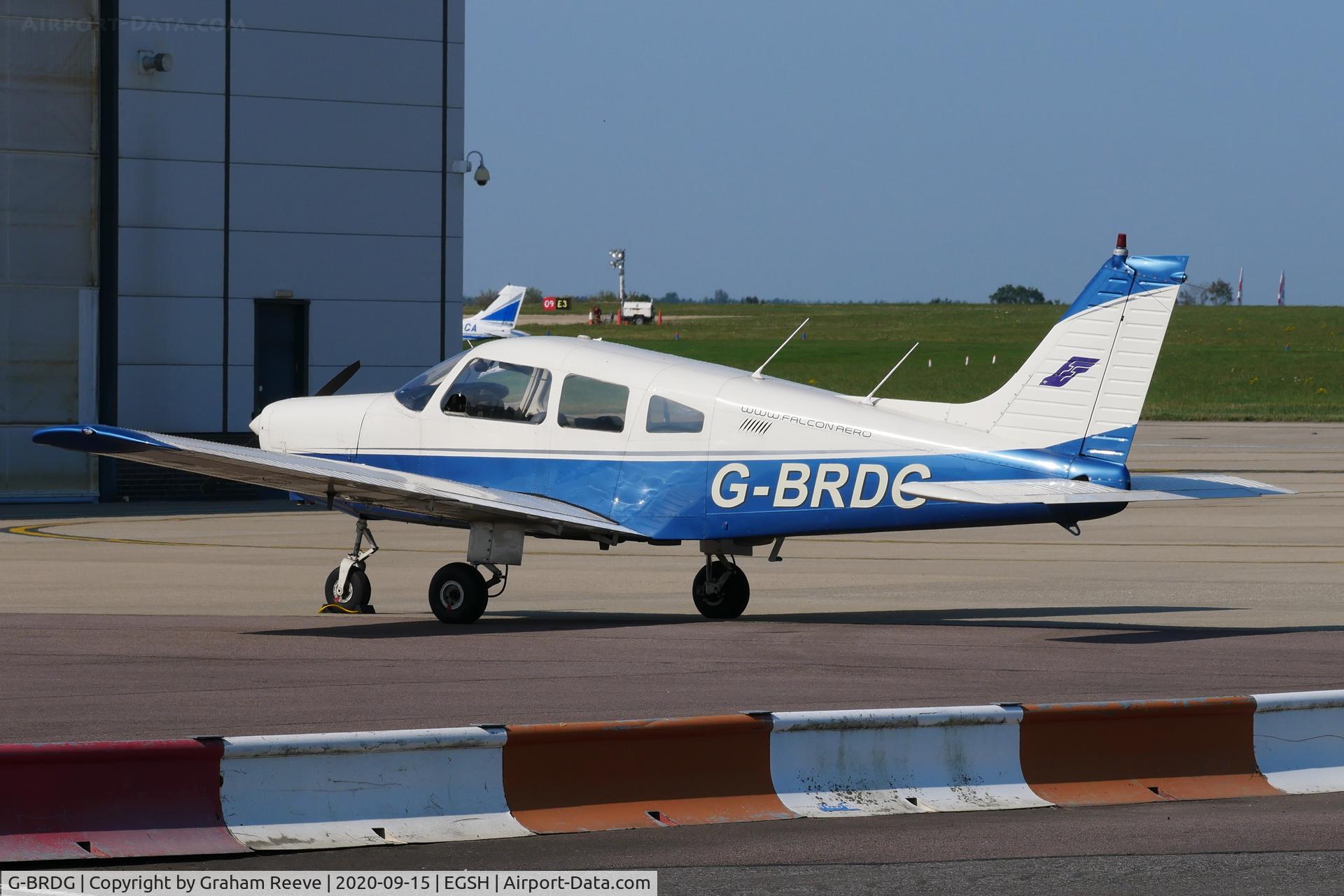 G-BRDG, 1977 Piper PA-28-161 Cherokee Warrior II C/N 28-7816047, Parked at Norwich.