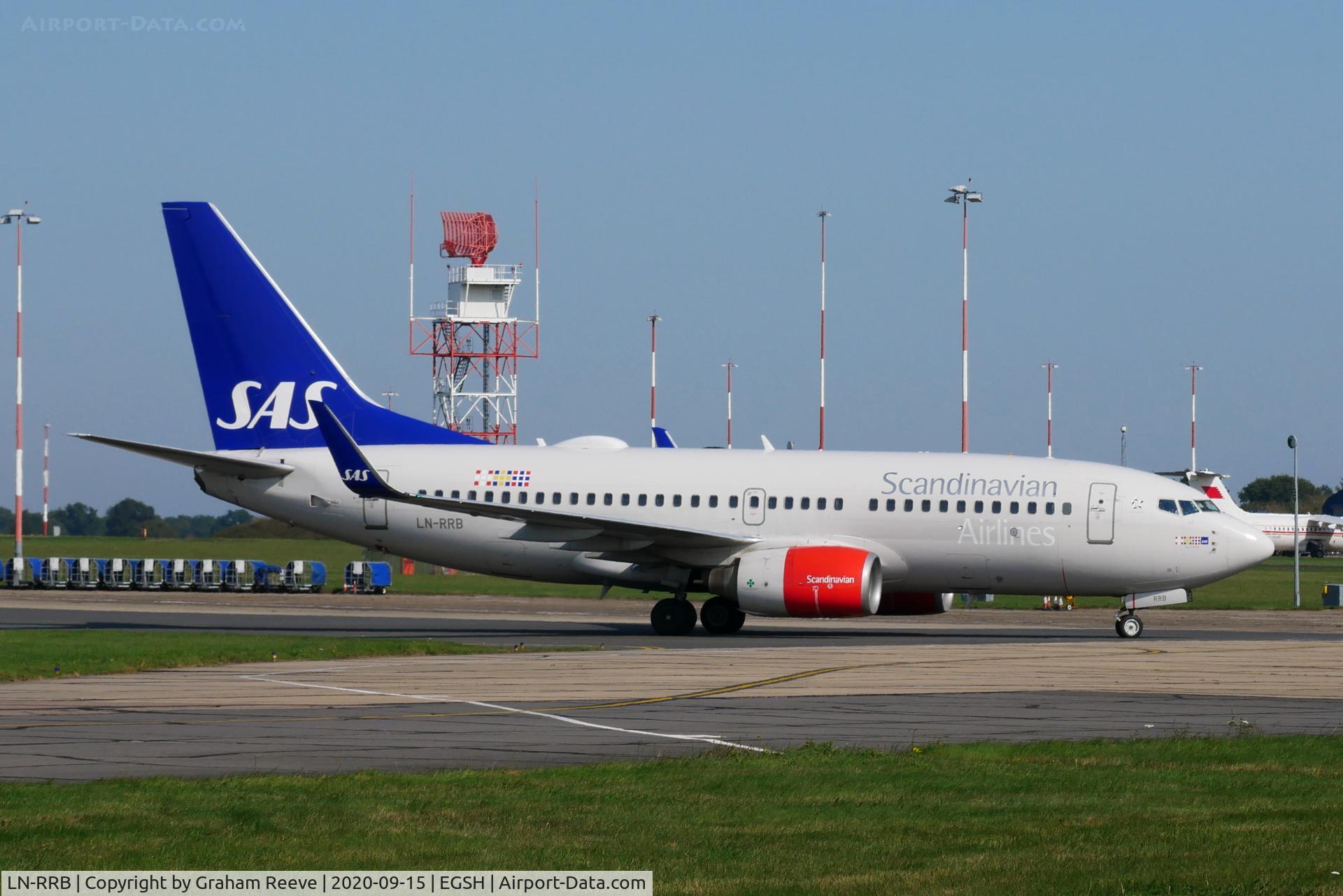 LN-RRB, 2007 Boeing 737-783 C/N 32276, Just landed at Norwich.