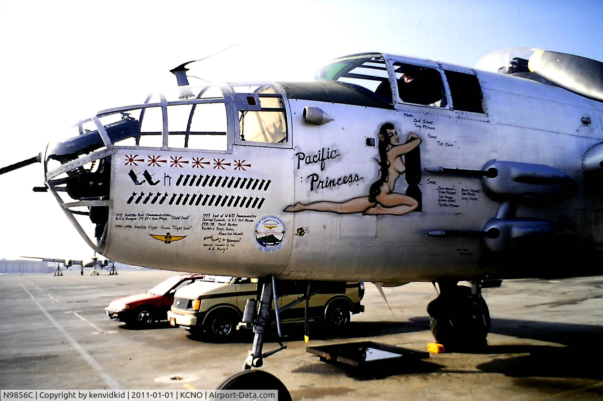 N9856C, 1943 North American TB-25N Mitchell C/N 108-35217, At Chino circa 1996.