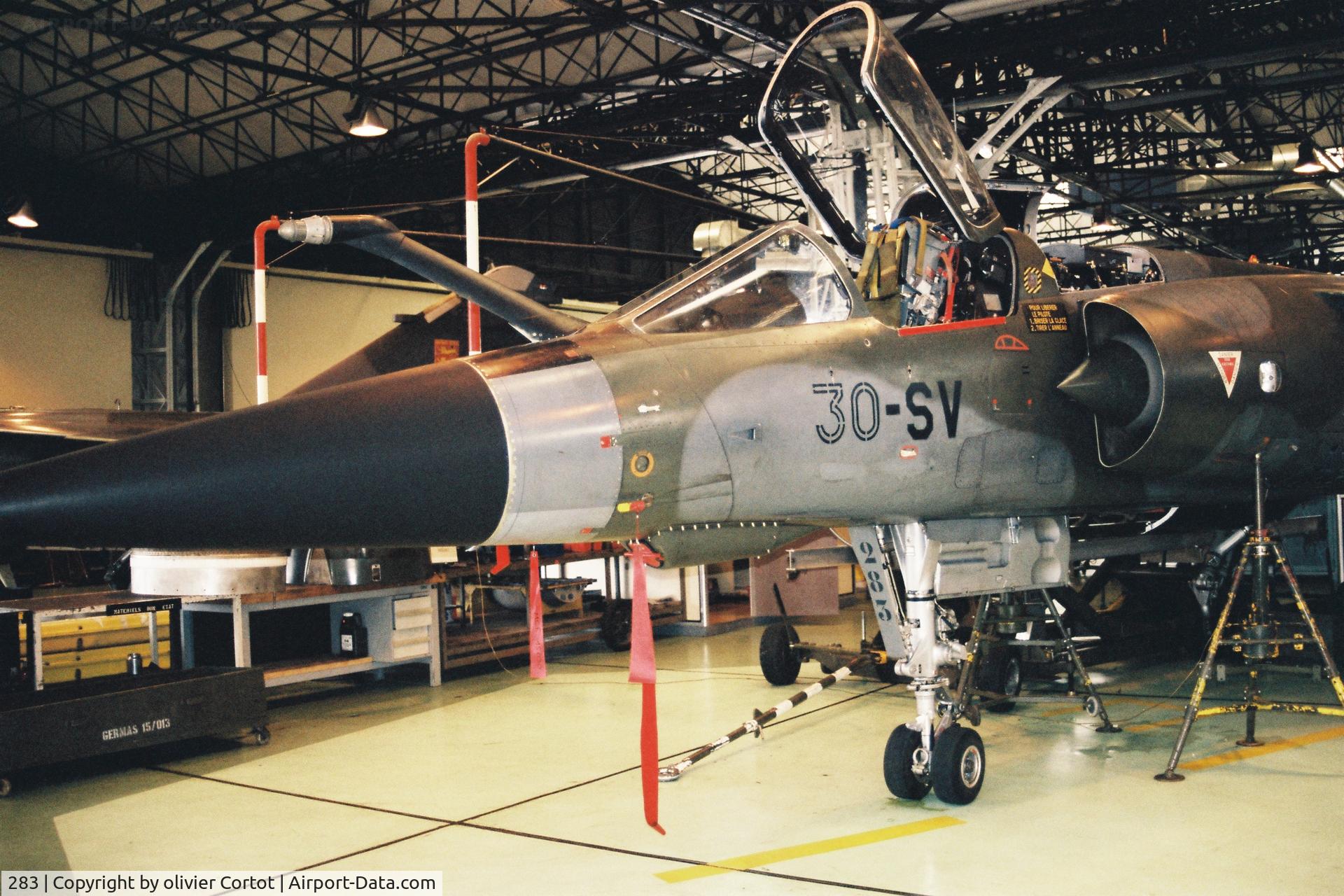 283, Dassault Mirage F.1CT C/N 283, in the maintenance hangar At Colmat airbase in 1997