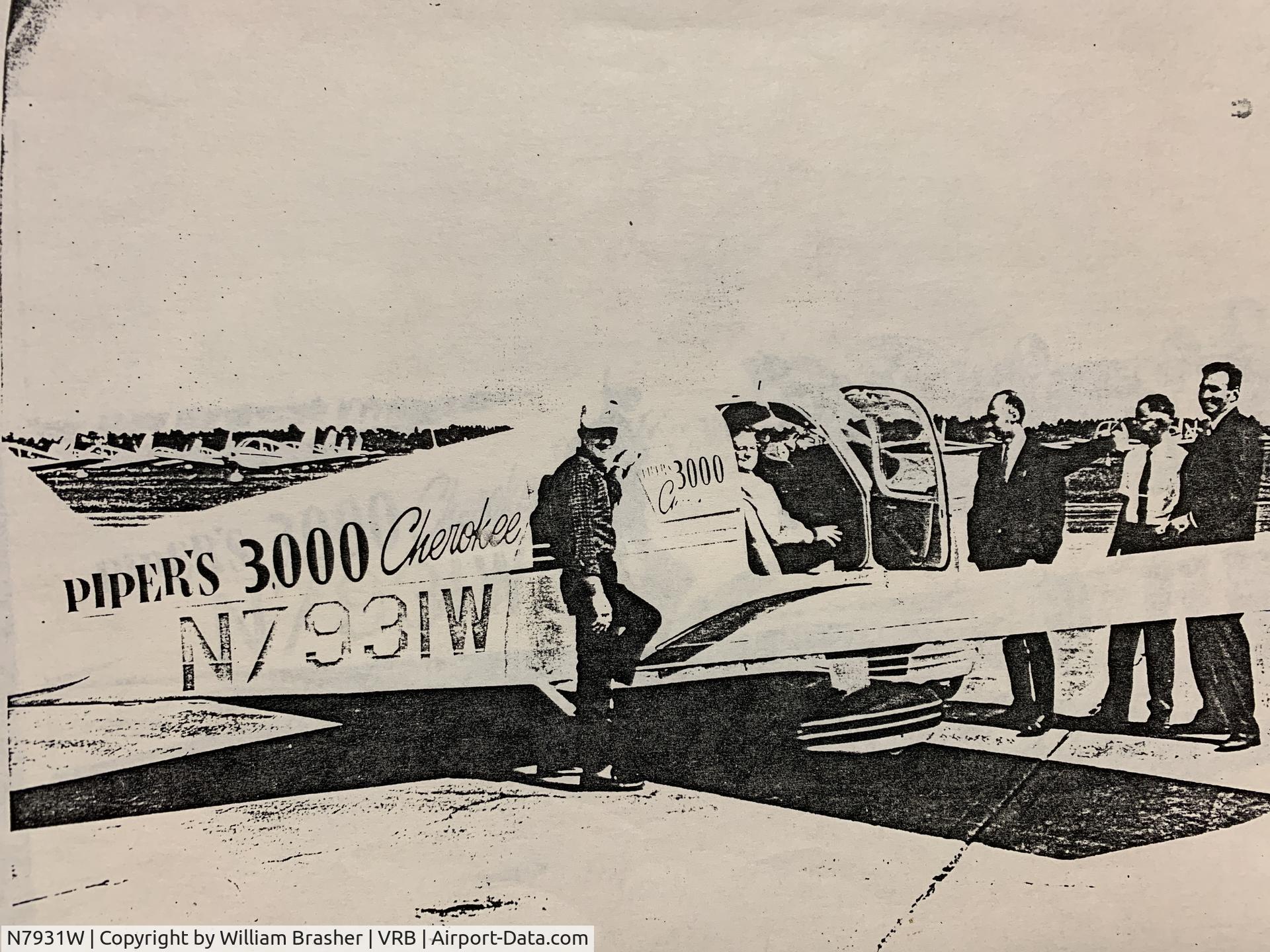 N7931W, Piper PA-28-180 C/N 281972, Pipers 3000th Cherokee presented by Howard Piper to William (Bill) Brasher.