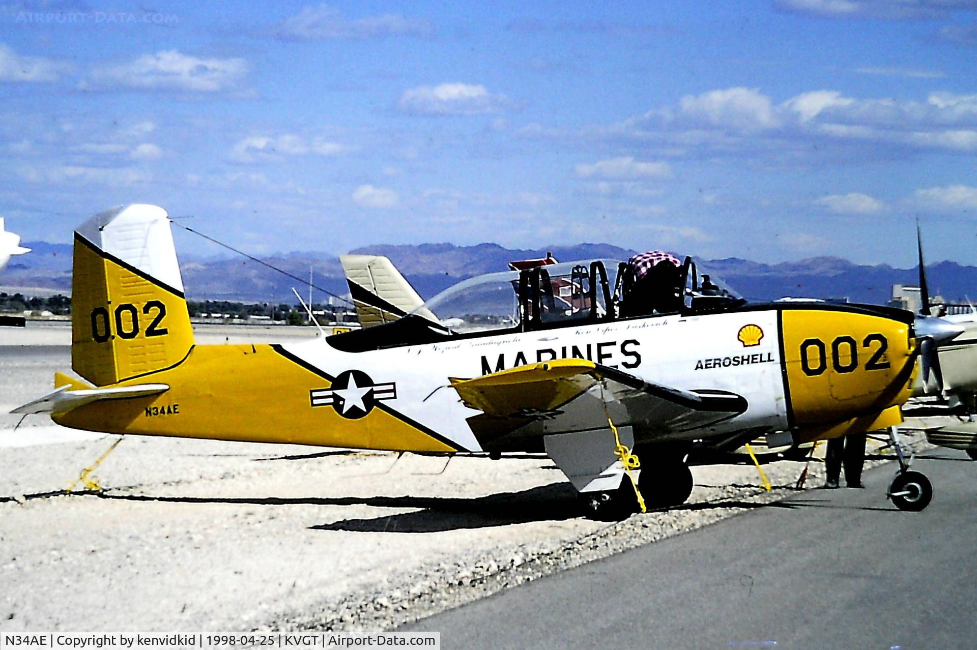 N34AE, 1953 Beech A45 C/N CG-2, At North Las Vegas Airport prior to attending the Golden Air Tattoo at Nellis.