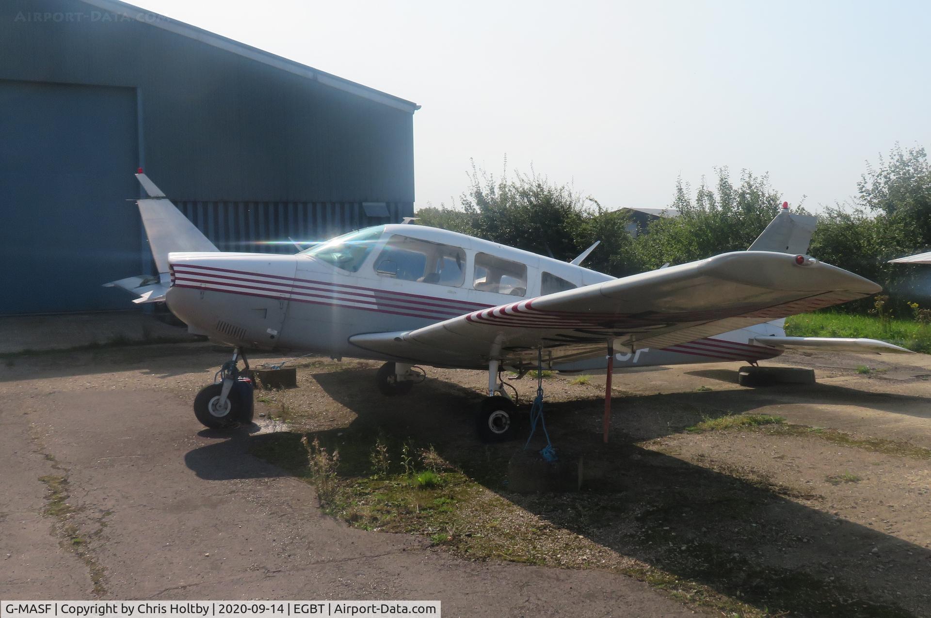 G-MASF, 1976 Piper PA-28-181 Cherokee Archer II C/N 28-7790191, Awaiting some resto work at Turweston, Bucks., engine and prop missing