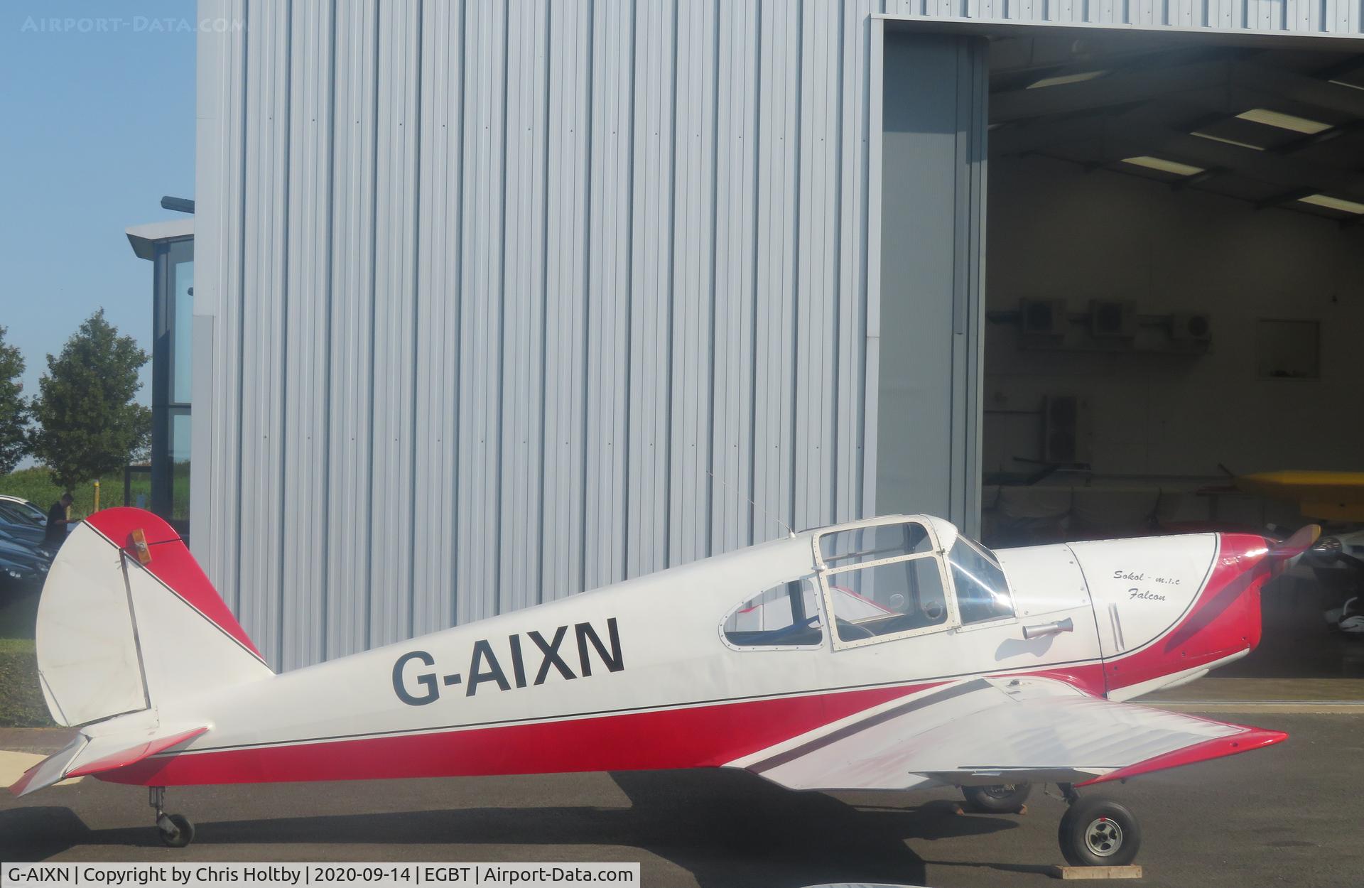 G-AIXN, 1947 Benes-Mraz M-1C Sokol C/N 112, Parked outside the hangar at Turweston, Bucks.
