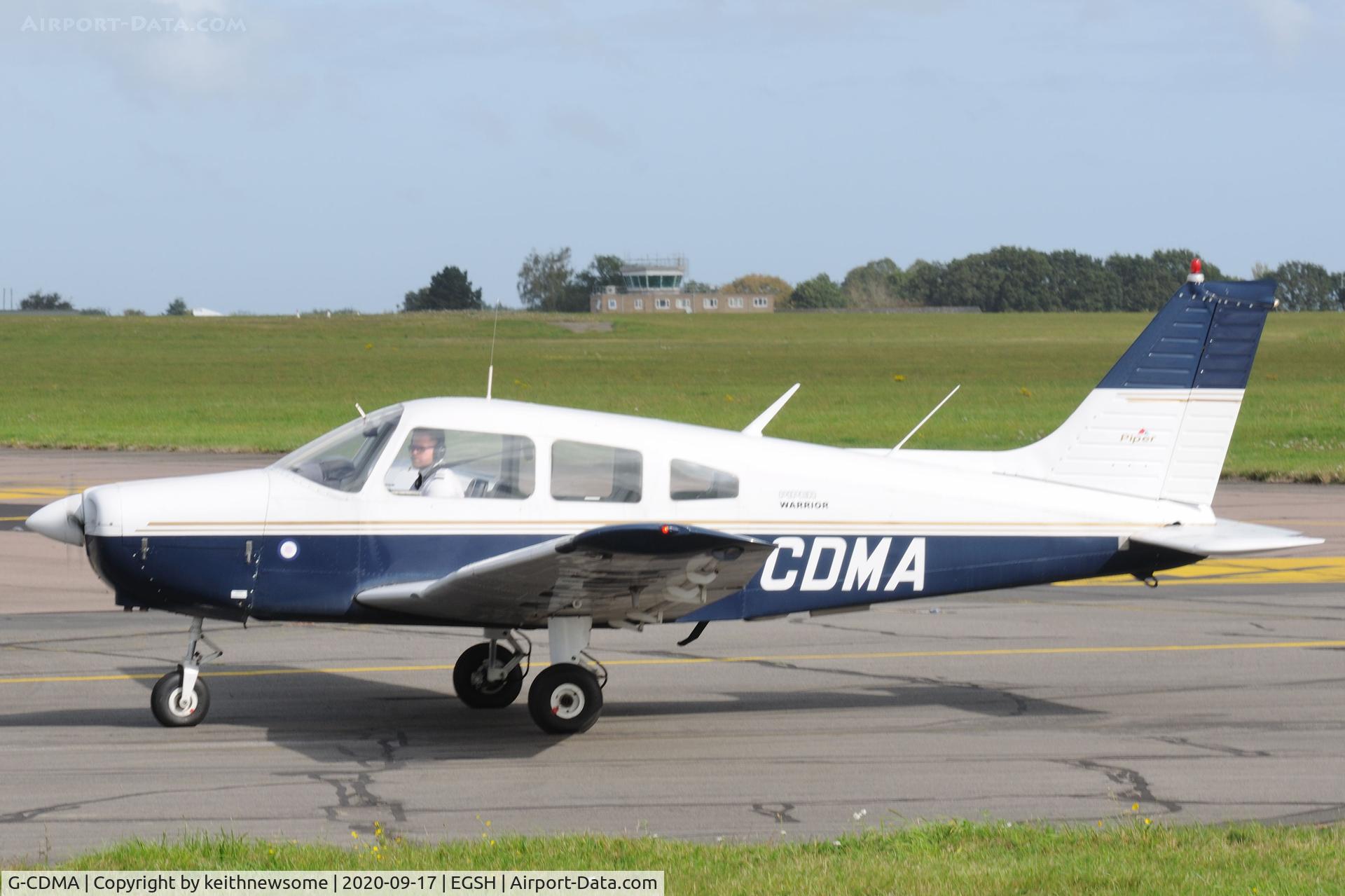 G-CDMA, 1974 Piper PA-28-151 Cherokee Warrior C/N 28-7415650, Arriving at Norwich.