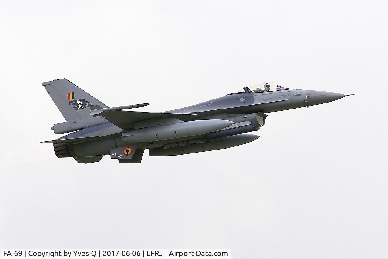 FA-69, 1983 SABCA F-16AM Fighting Falcon C/N 6H-69, SABCA F-16AM Fighting Falcon, Climbing from rwy 26, Landivisiau Naval Air Base (LFRJ) Tiger Meet 2017