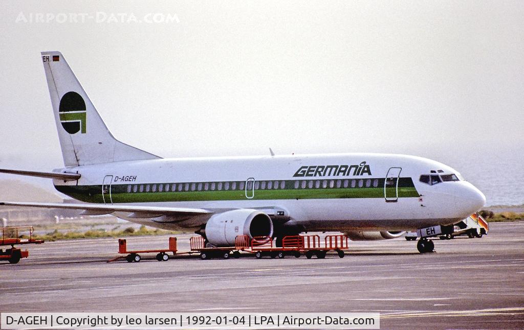 D-AGEH, 1987 Boeing 737-3L9 C/N 23717/1365, Las Palmas 4.1.1992