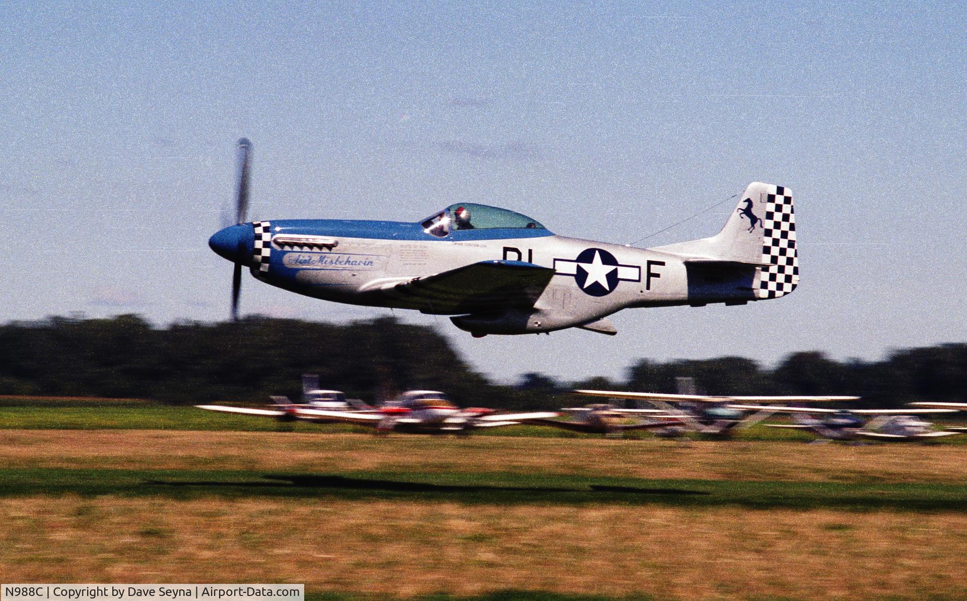 N988C, 1961 North American F-51D Mustang C/N 44-74009, From an airshow in Geneseo NY sometime in the 1980s.