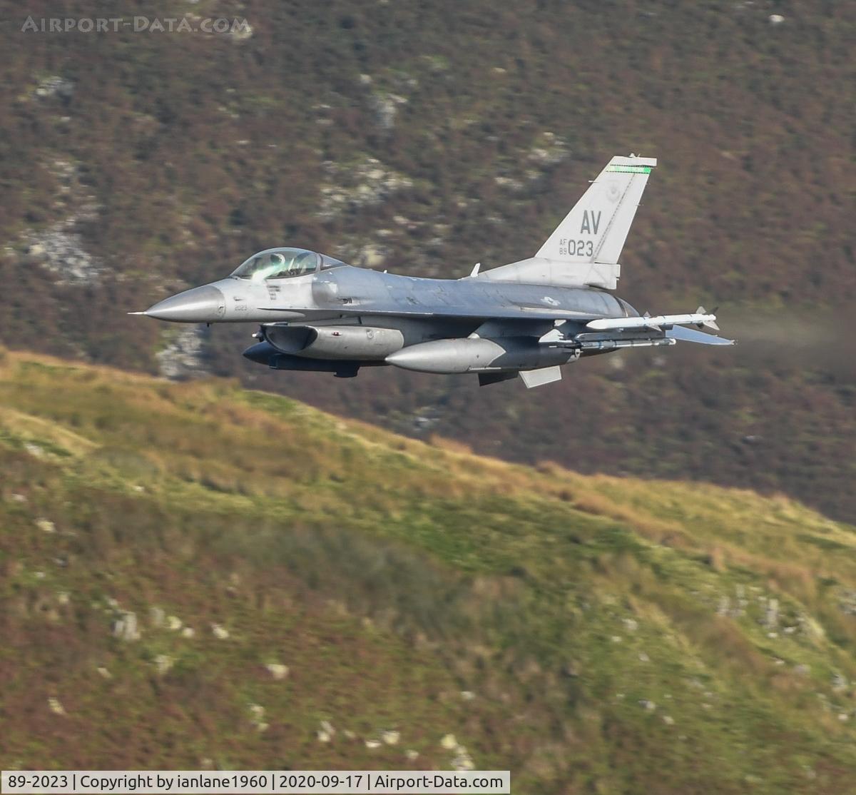 89-2023, 1989 General Dynamics F-16CG Night Falcon C/N 1C-176, Low level LFA17