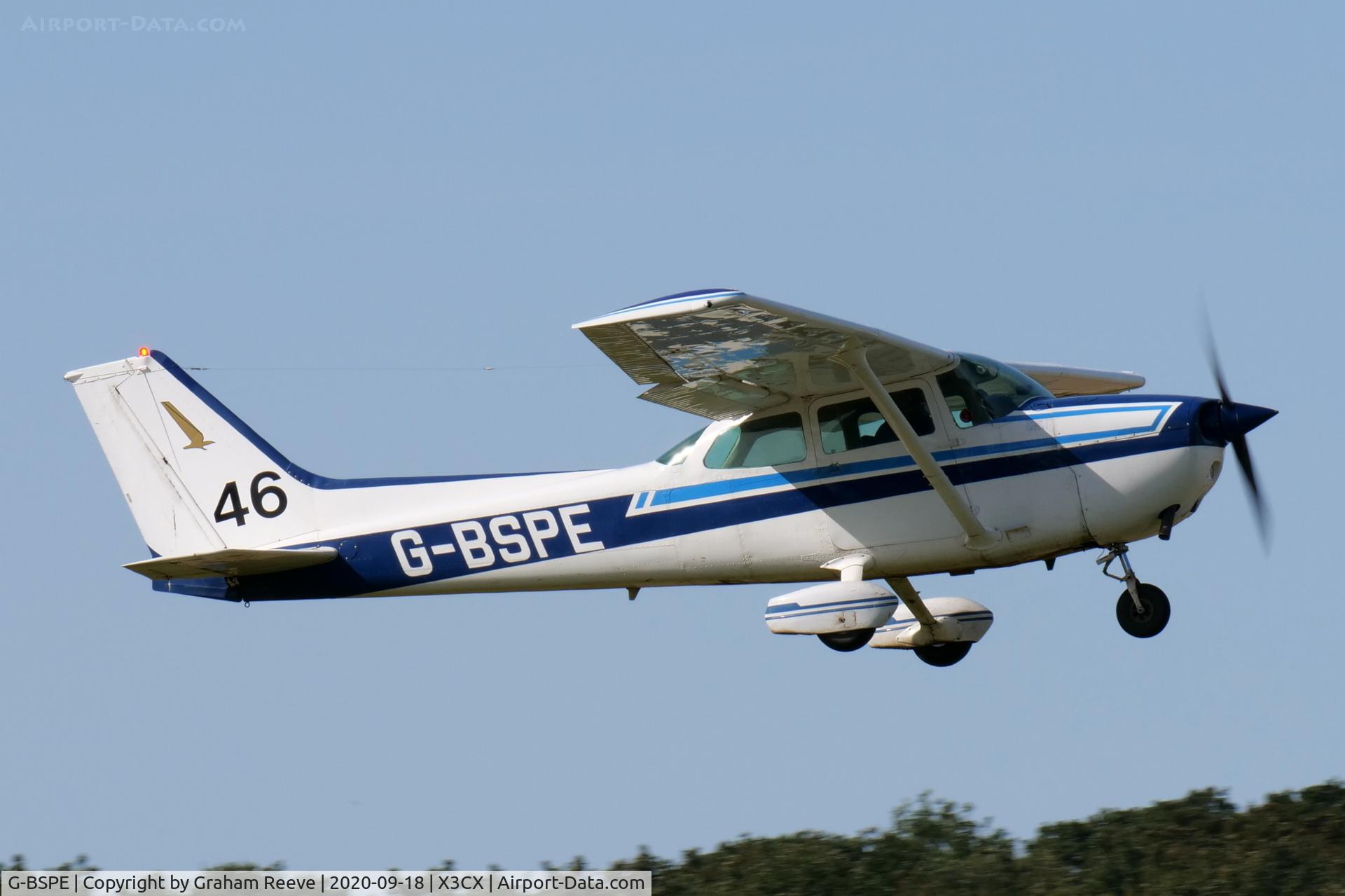 G-BSPE, 1980 Reims F172P Skyhawk C/N 2073, Departing from Northrepps.
