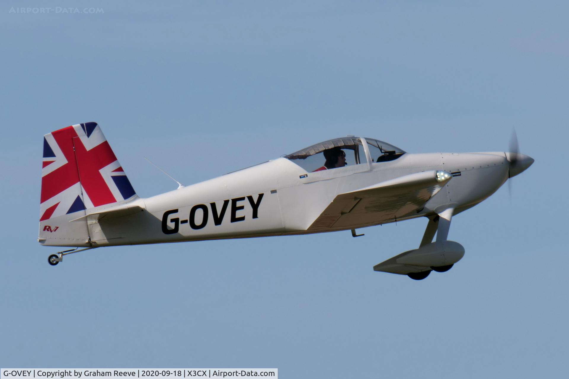G-OVEY, 2020 Vans RV-7 C/N LAA 323-15557, Departing from Northrepps.