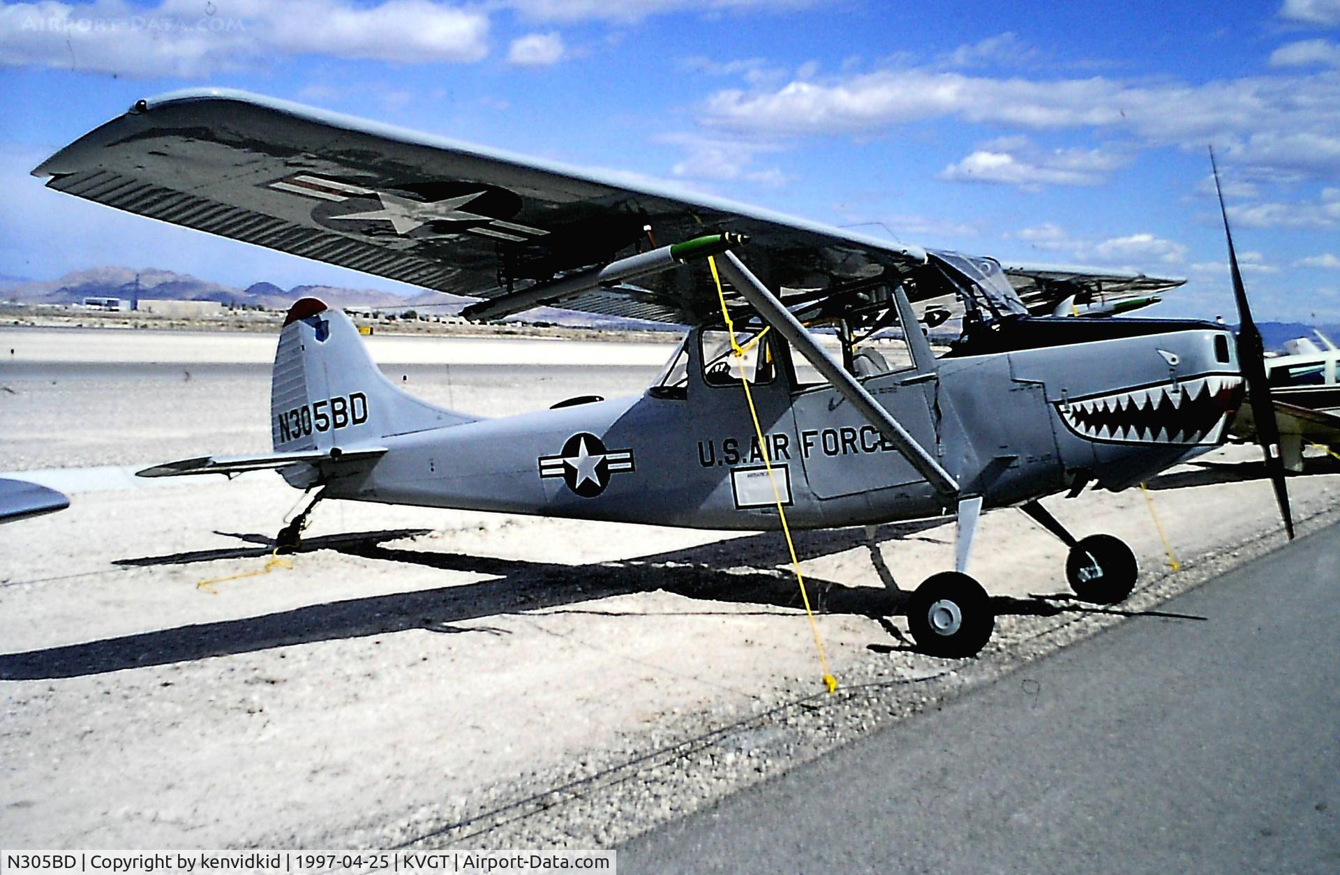 N305BD, Cessna O-1D Bird Dog C/N 22761, At North Las Vegas Airport prior to attending the Golden Air Tattoo at Nellis.