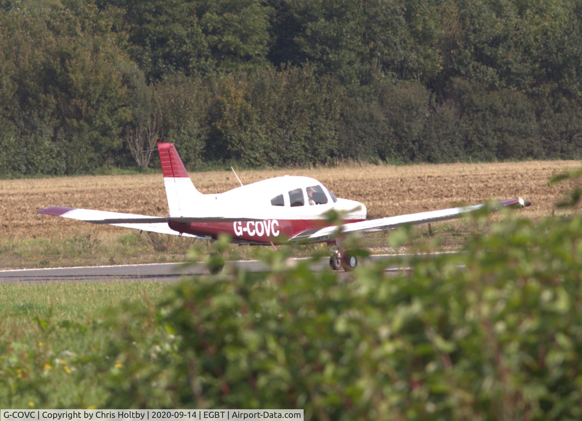 G-COVC, 2002 Piper PA-28-161 Cherokee Warrior III C/N 2842159, Landing at Turweston Aerodrome, Bucks.