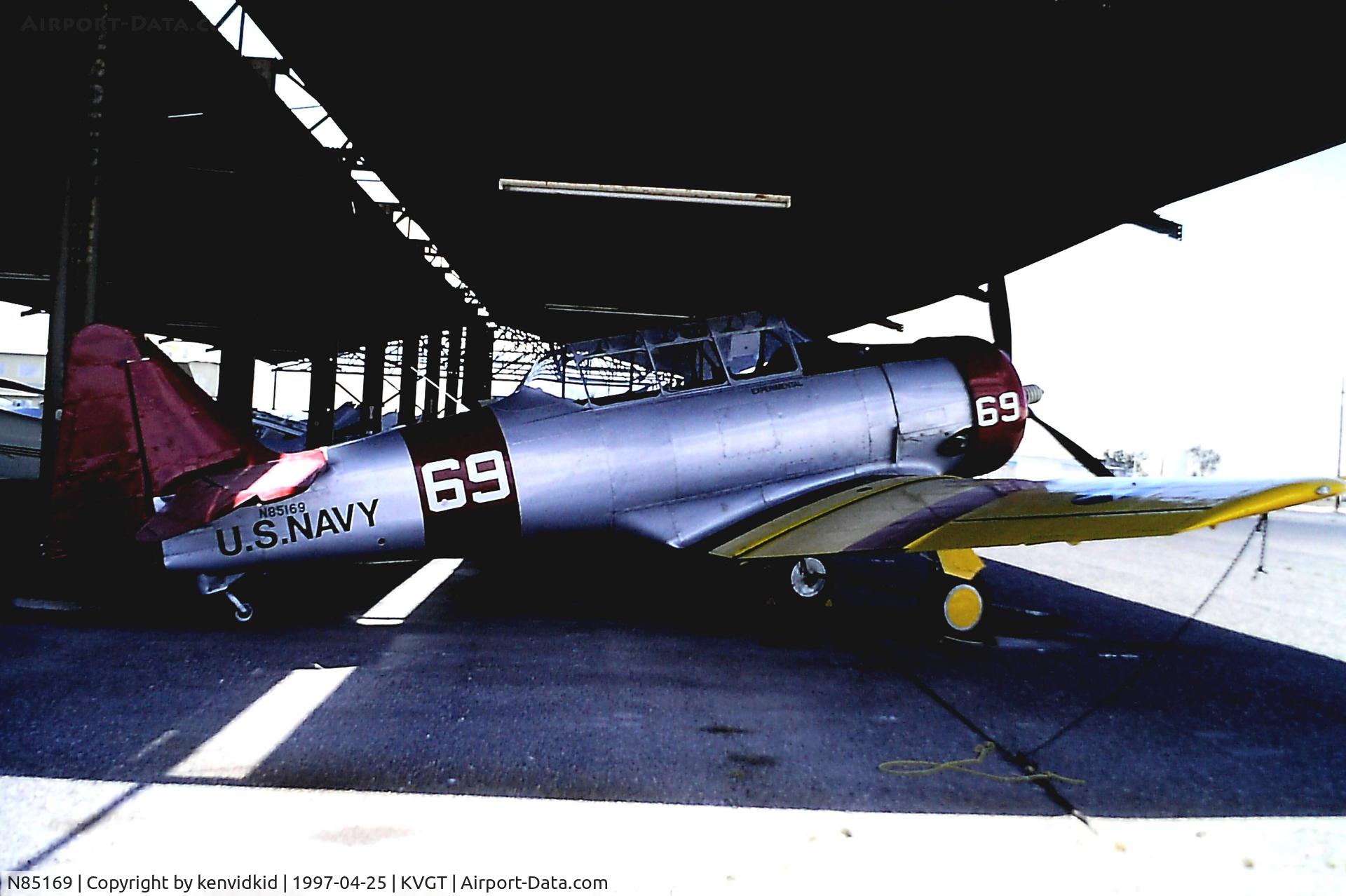 N85169, 1944 North American SNJ-5 Texan C/N 84981, At North Las Vegas Airport prior to attending the Golden Air Tattoo at Nellis.