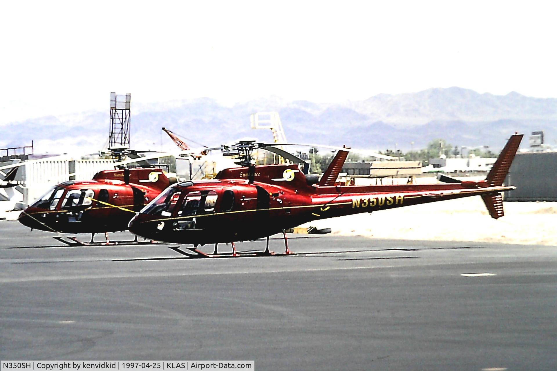 N350SH, 1996 Eurocopter AS-350B-2 Ecureuil C/N 2957, At Las Vegas McCarran Airport prior to attending the Golden Air Tattoo at Nellis.